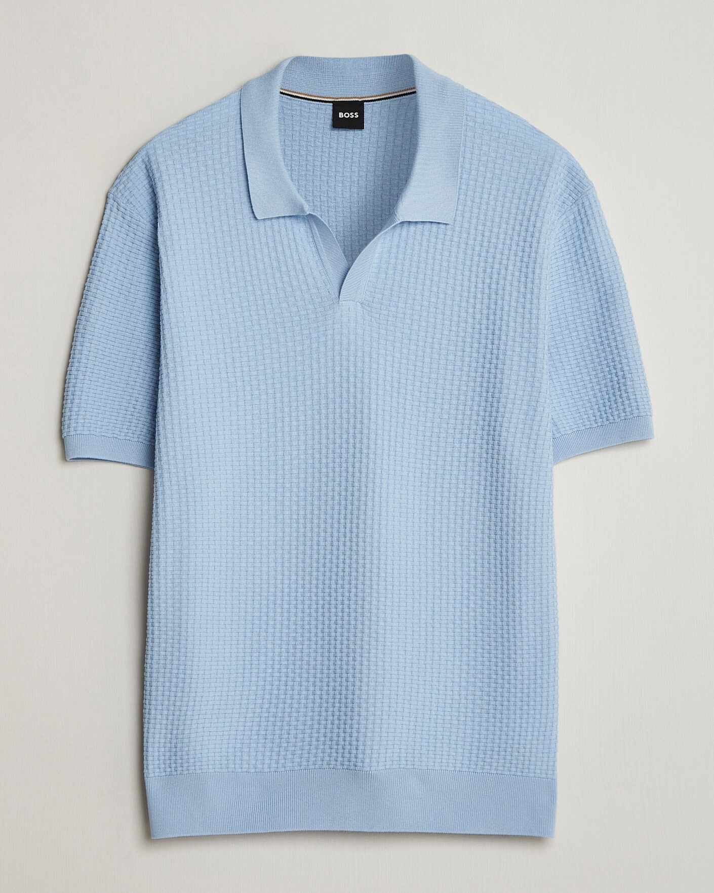 Uomini | Polo | BOSS BLACK | Natalo Structured Knitted Polo Light Blue
