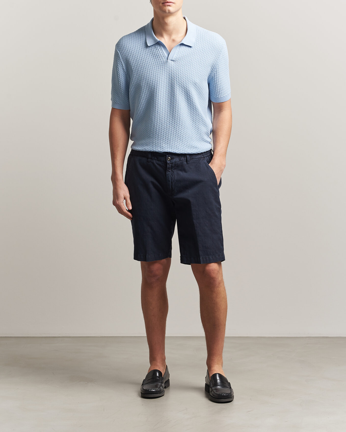 Uomini | Polo | BOSS BLACK | Natalo Structured Knitted Polo Light Blue