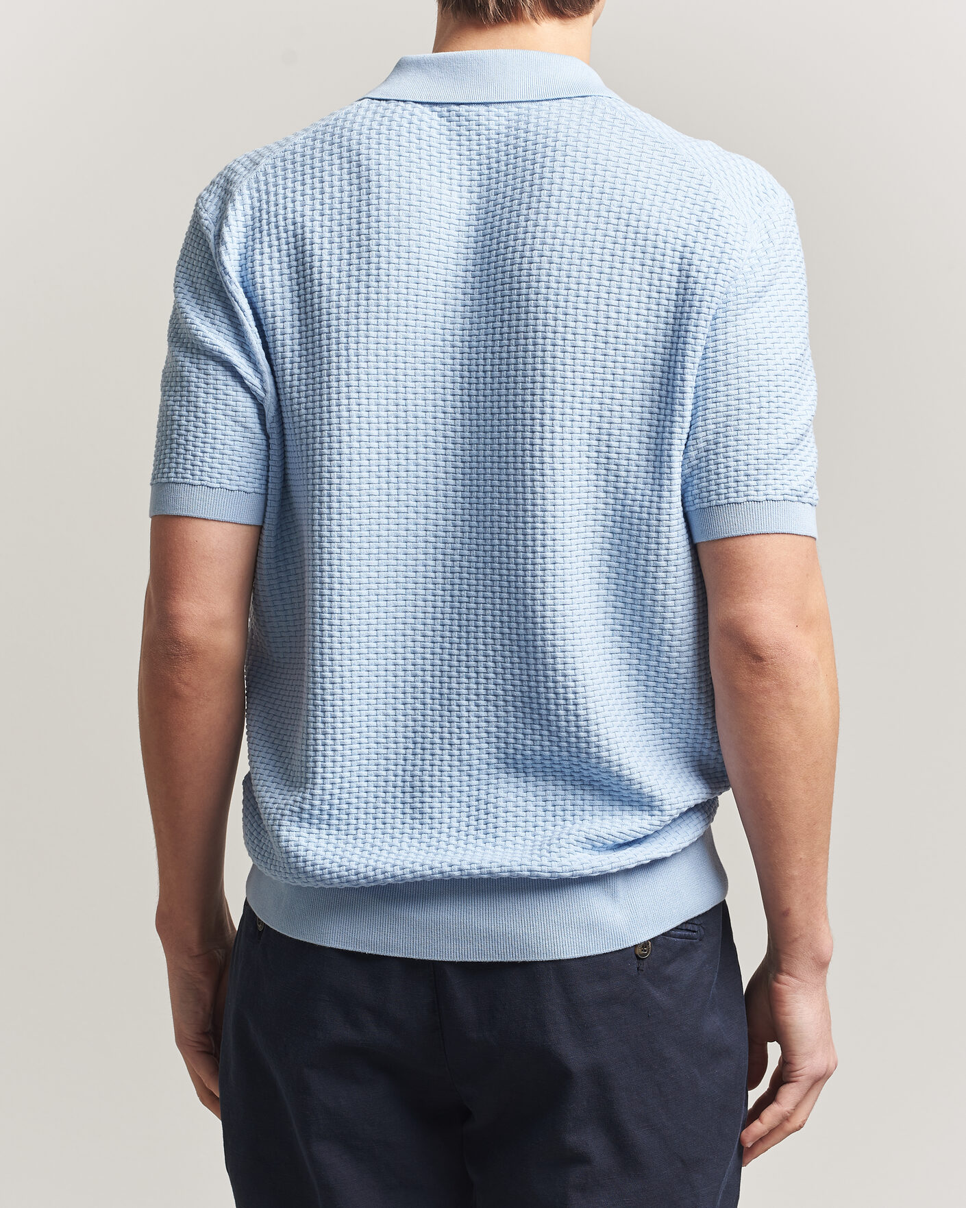 Uomini | Polo | BOSS BLACK | Natalo Structured Knitted Polo Light Blue