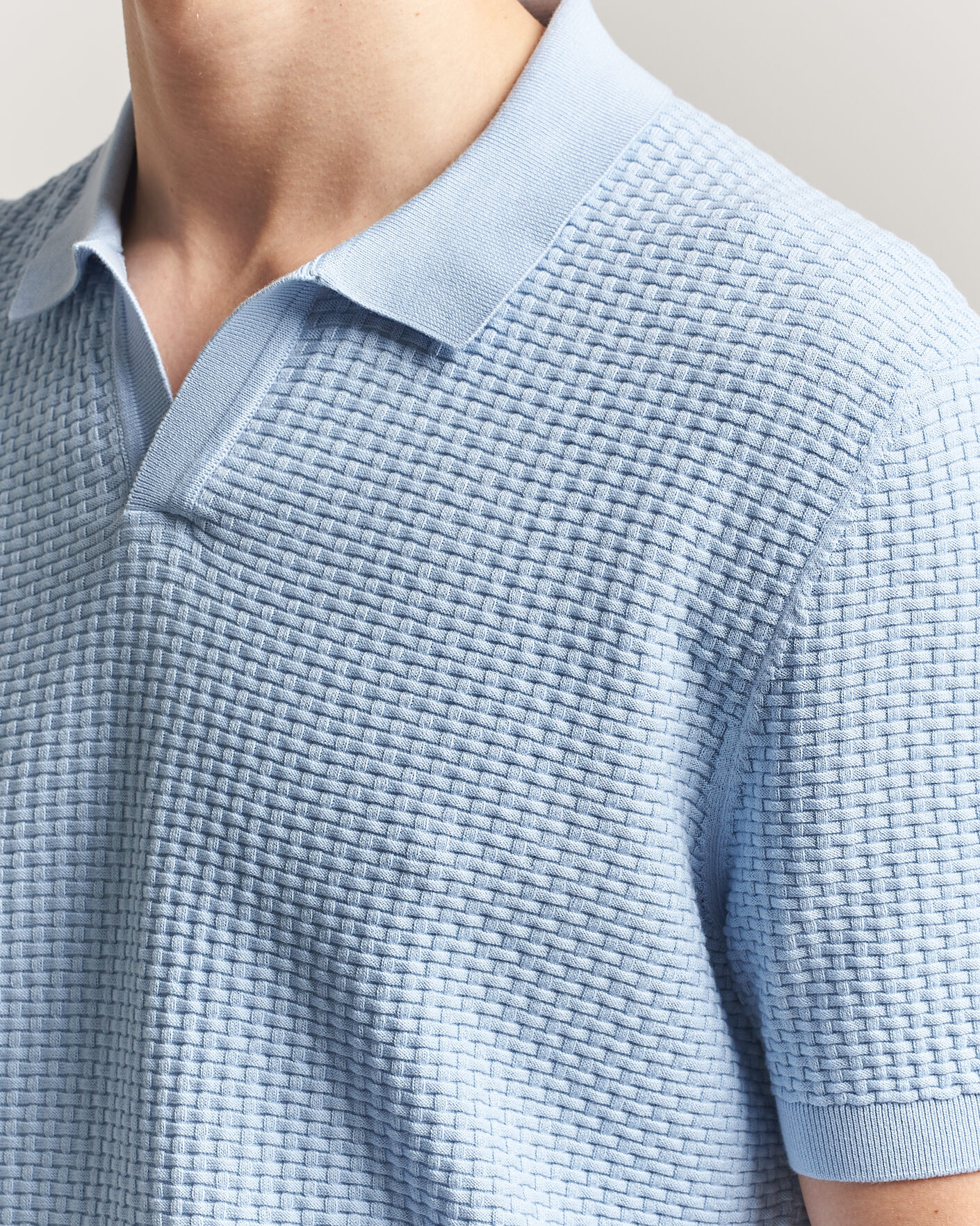 Uomini | Polo | BOSS BLACK | Natalo Structured Knitted Polo Light Blue