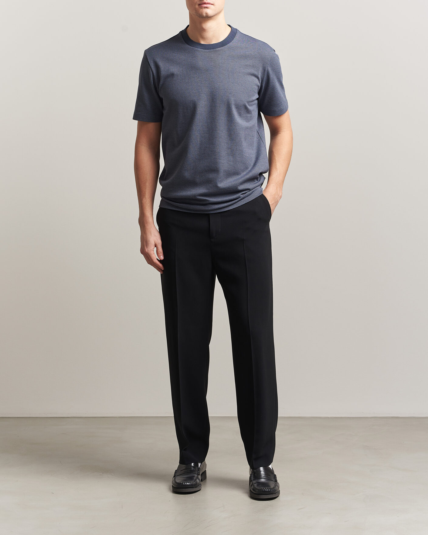 Uomini | T-shirt | BOSS BLACK | Thompson Structured T-Shirt Dark Blue