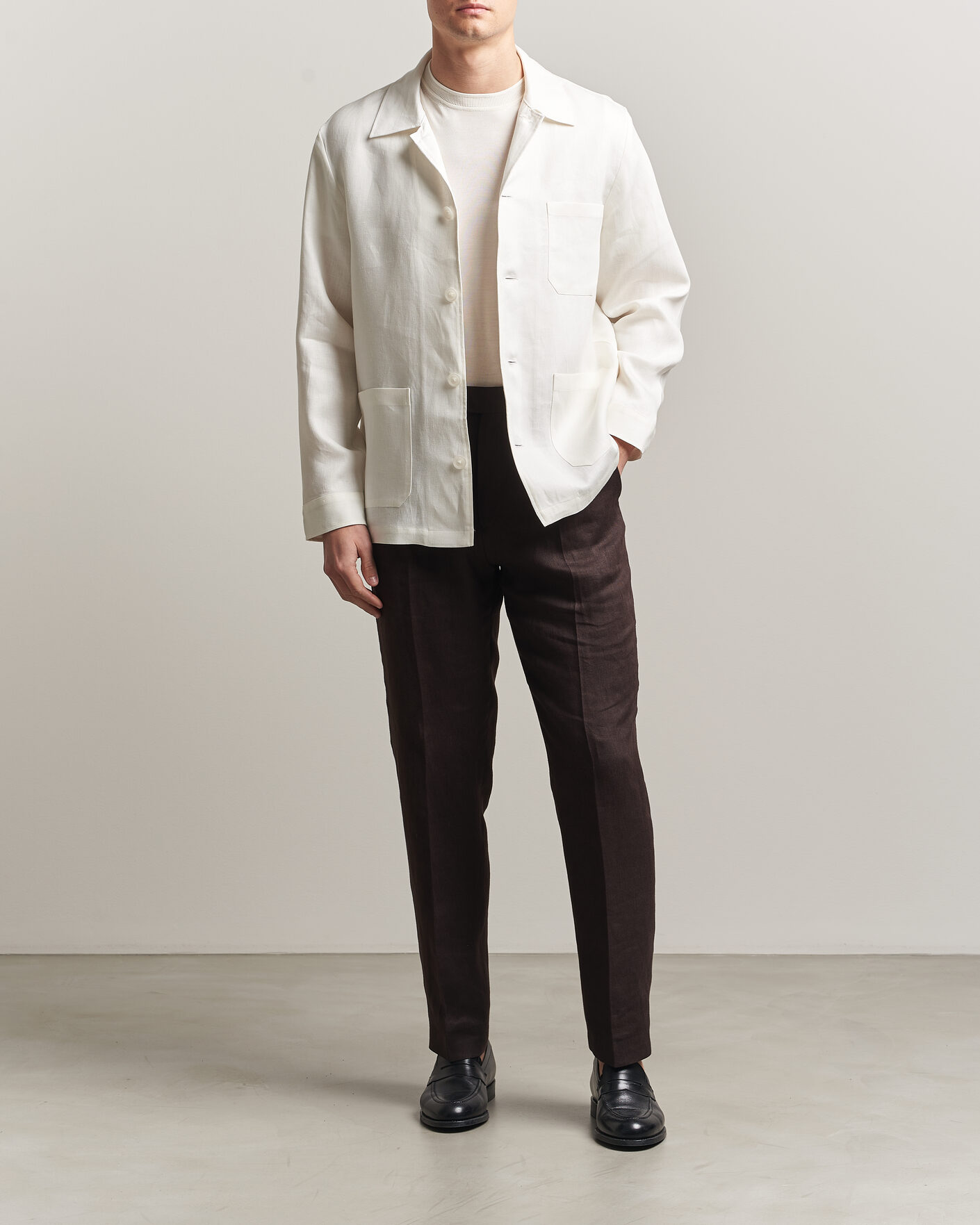 Uomini | Camicie | BOSS BLACK | Cai Linen Overshirt White