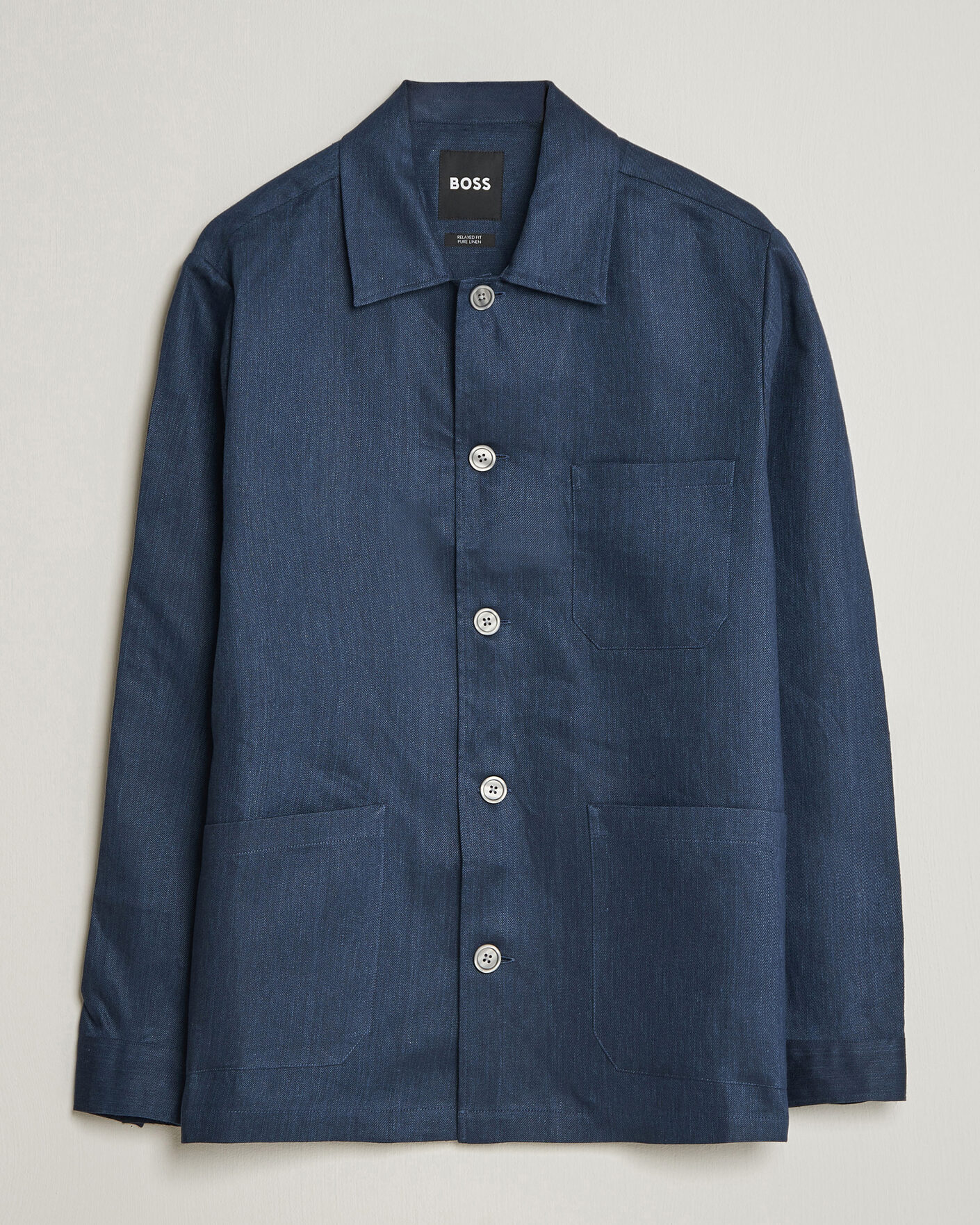 Uomini | Camicie | BOSS BLACK | Cai Linen Overshirt Dark Blue