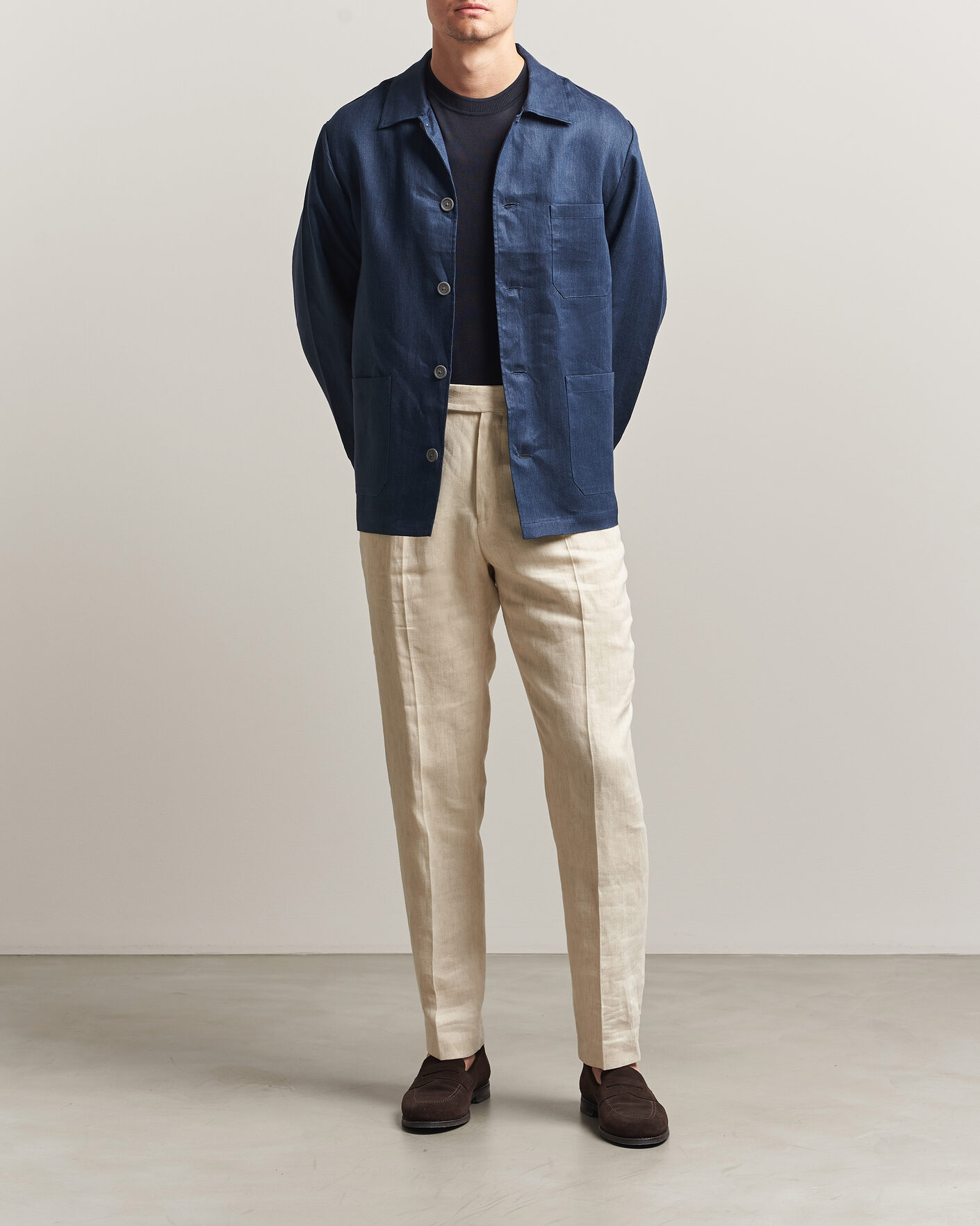 Uomini | Camicie | BOSS BLACK | Cai Linen Overshirt Dark Blue