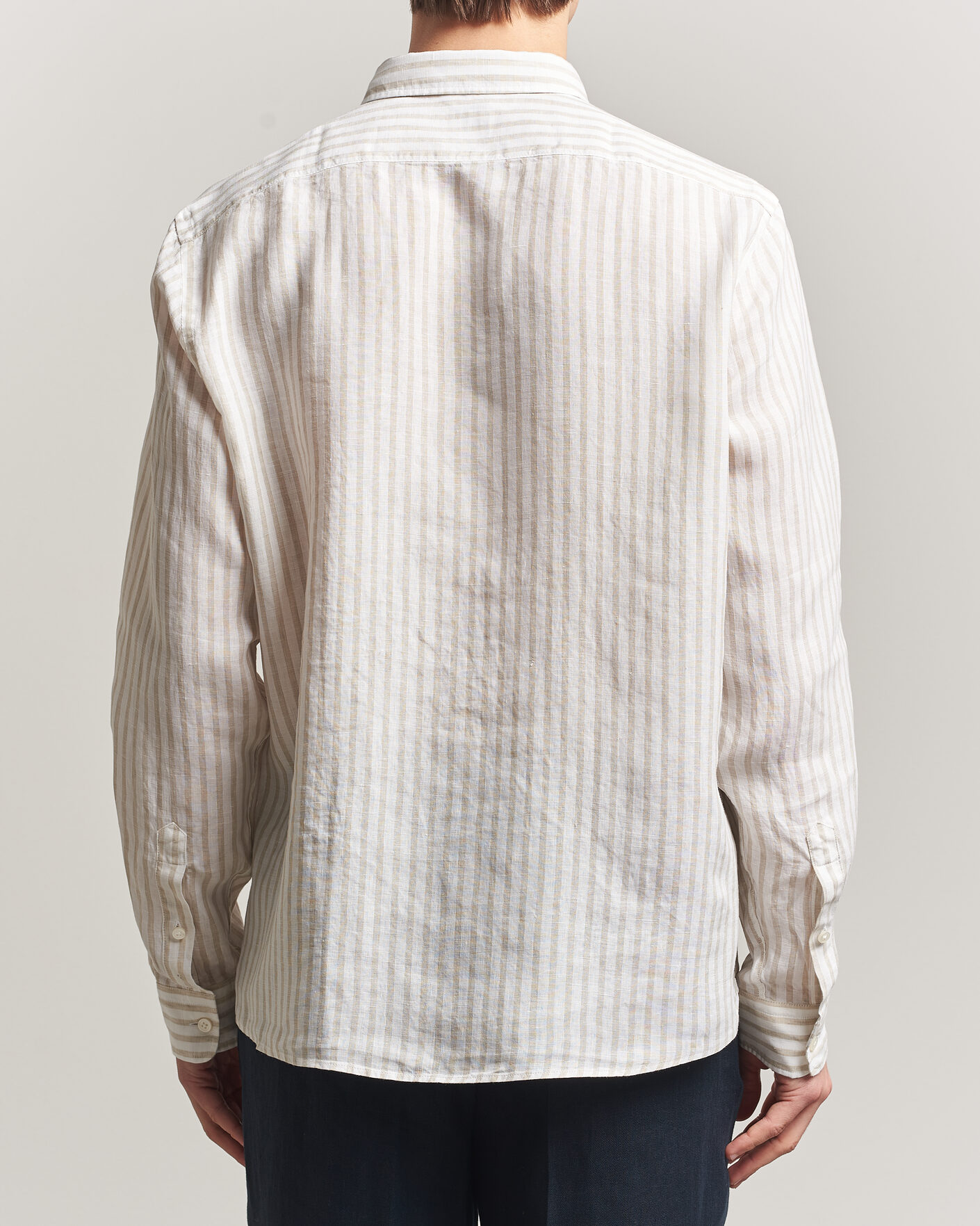 Uomini | Camicie | BOSS BLACK | Liam Striped Linen Shirt Open Beige