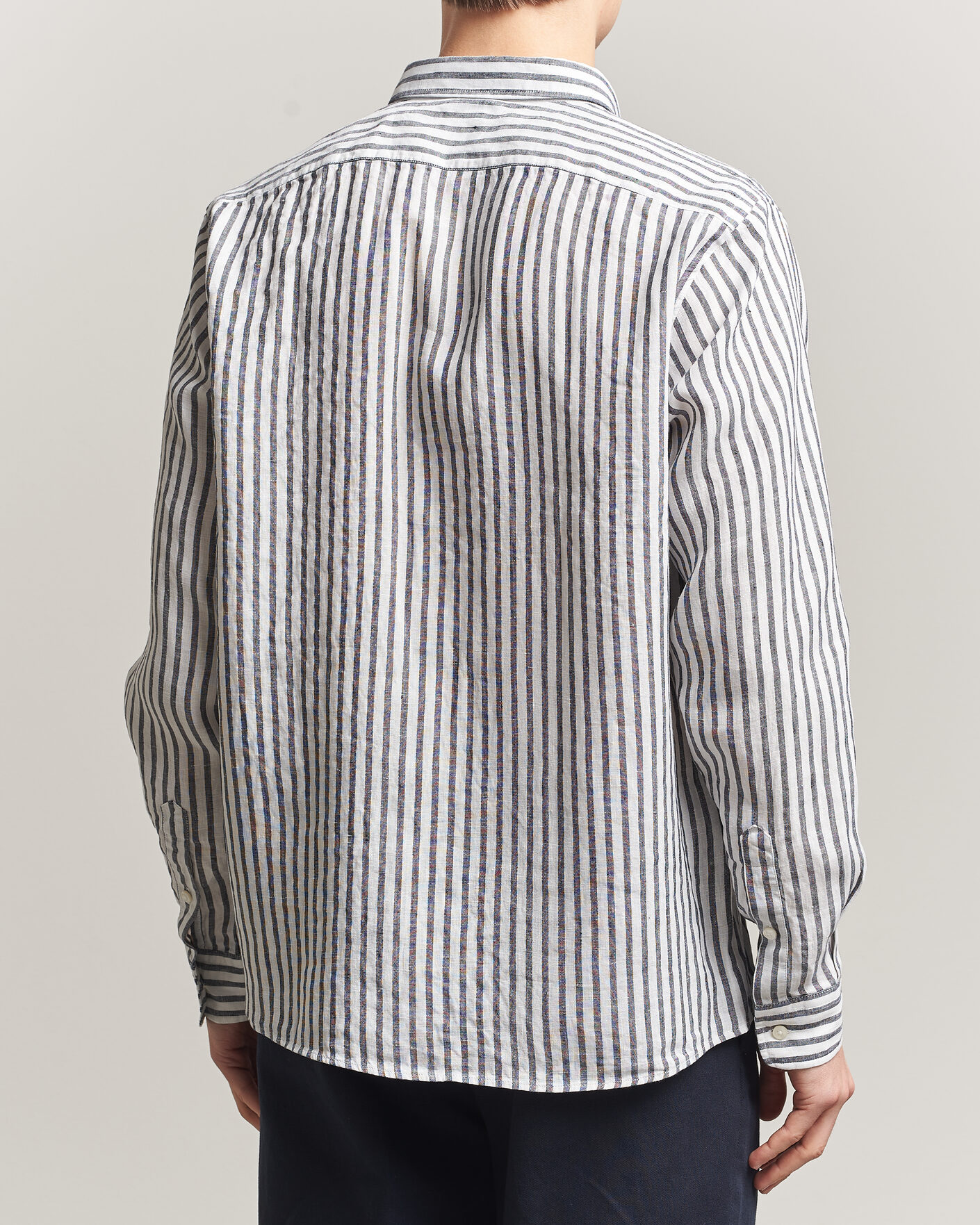 Uomini | Camicie | BOSS BLACK | Liam Striped Linen Shirt Dark Blue