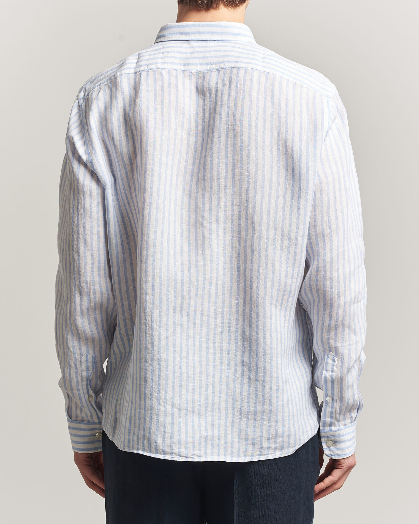 Uomini | Camicie | BOSS BLACK | Liam Striped Linen Shirt Light Blue