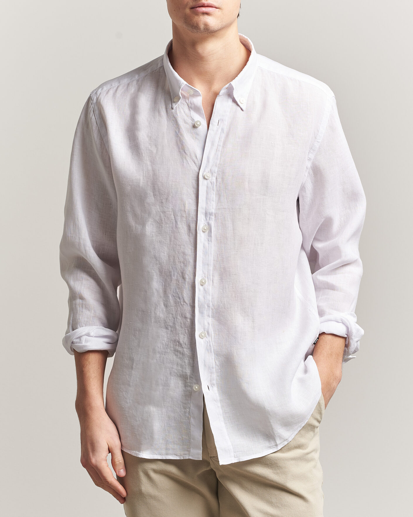 Uomini | Camicie | BOSS BLACK | Liam Linen Shirt White