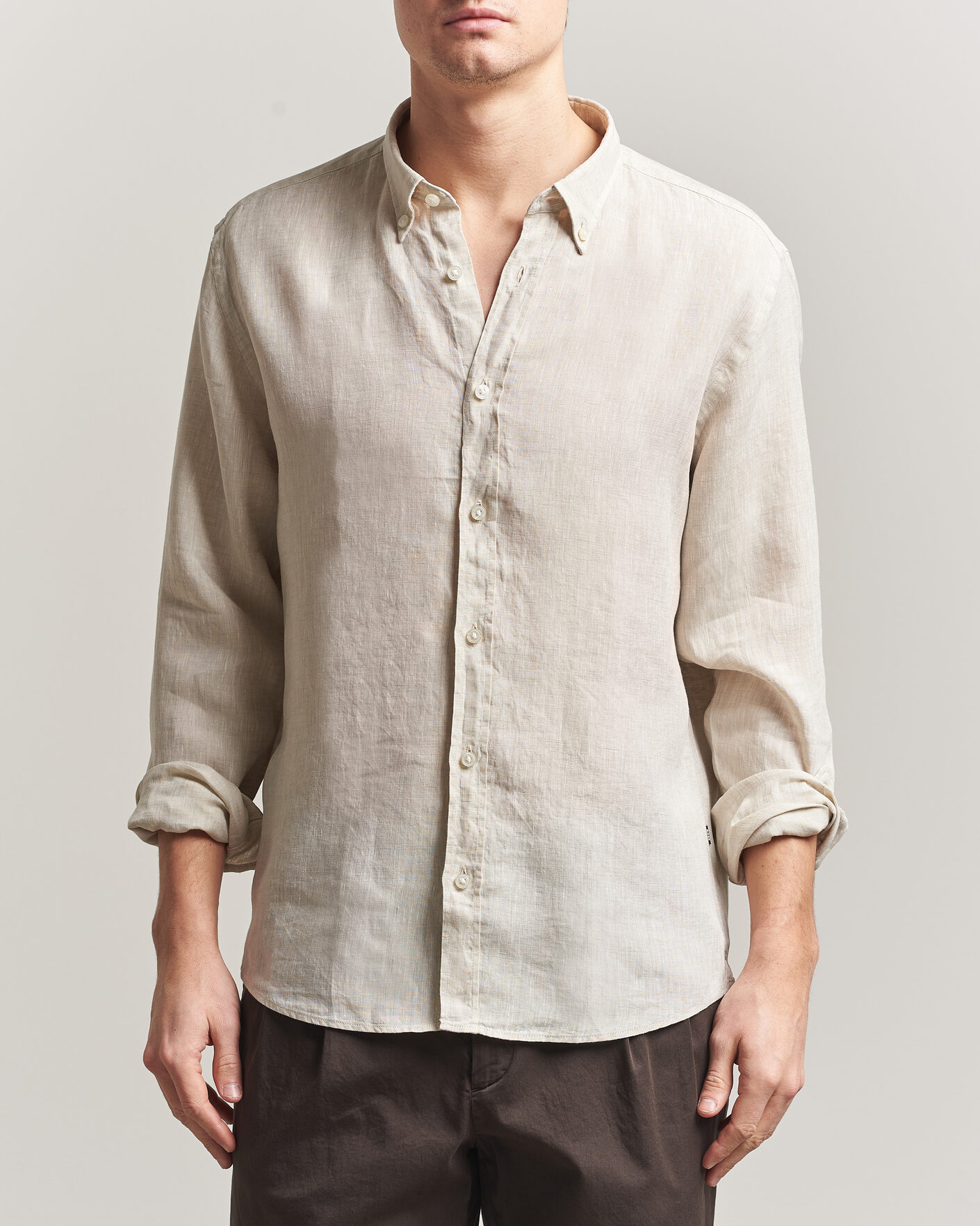 Uomini | Camicie | BOSS BLACK | Liam Linen Shirt Open Beige