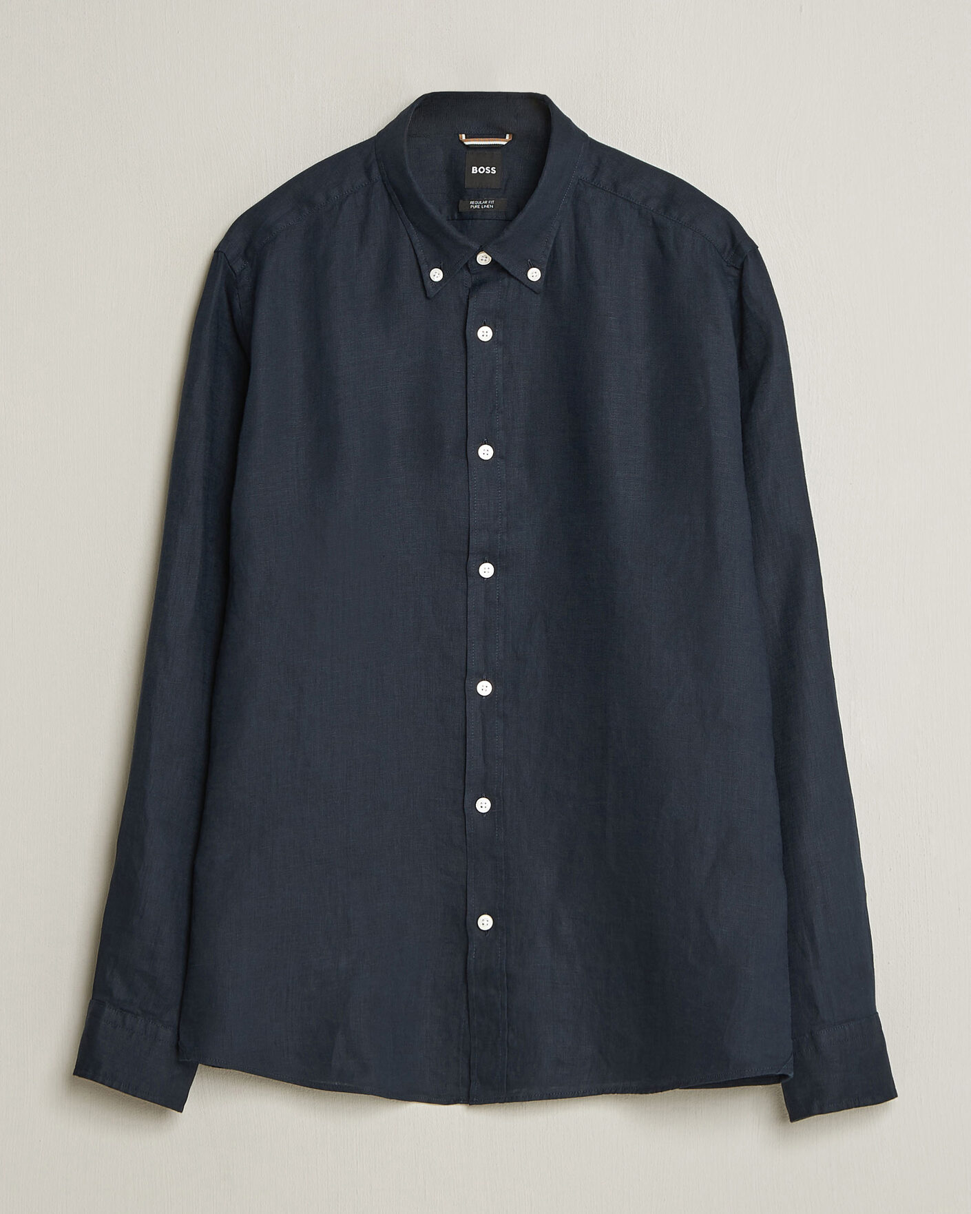 Uomini | Camicie | BOSS BLACK | Liam Linen Shirt Dark Blue