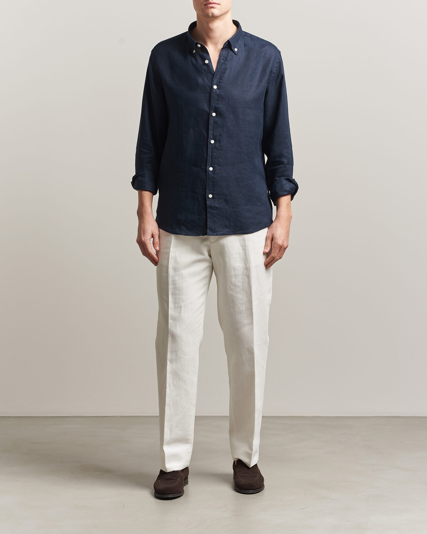 Uomini | Camicie | BOSS BLACK | Liam Linen Shirt Dark Blue