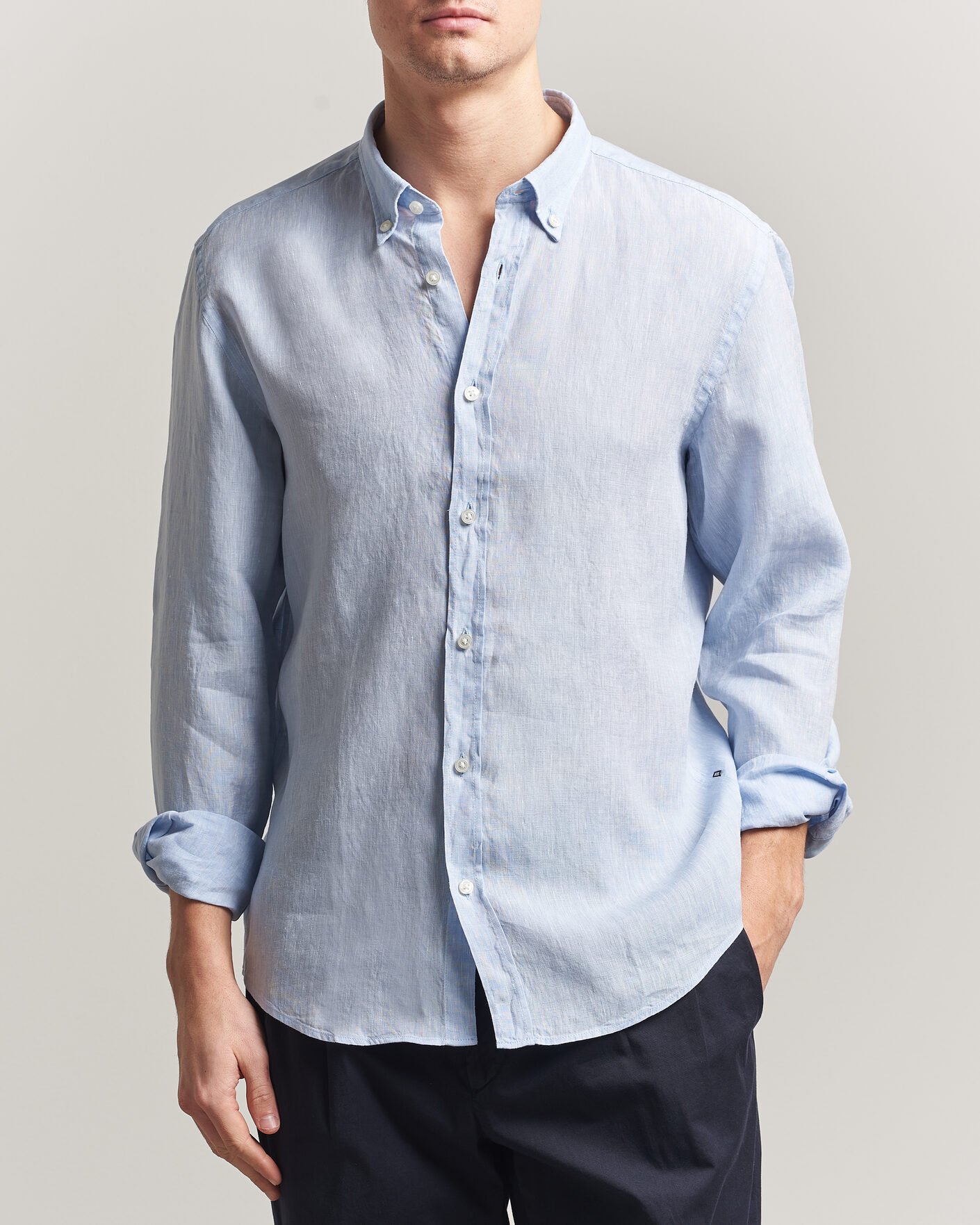 Uomini | Camicie | BOSS BLACK | Liam Linen Shirt Light Blue