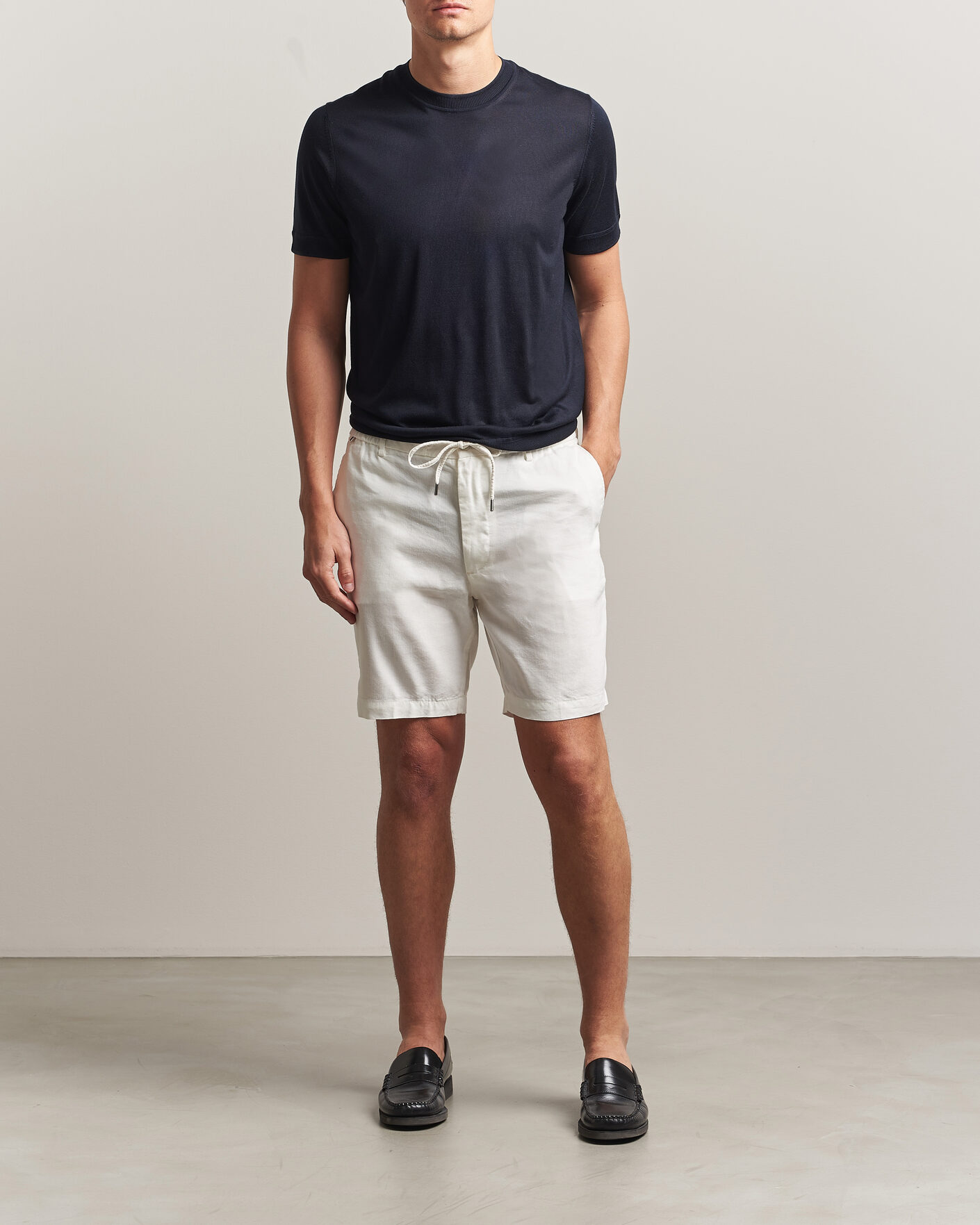 Uomini | Pantaloncini | BOSS BLACK | Kane Linen Drawstring Shorts White