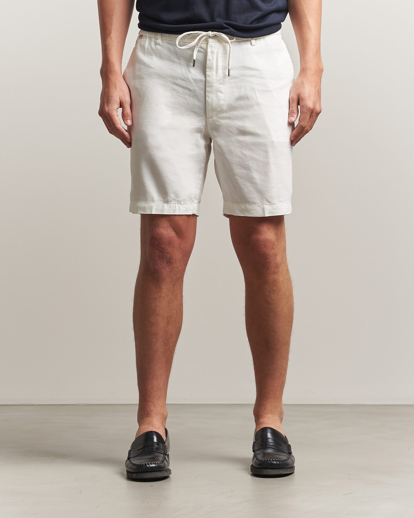 Uomini | Pantaloncini | BOSS BLACK | Kane Linen Drawstring Shorts White