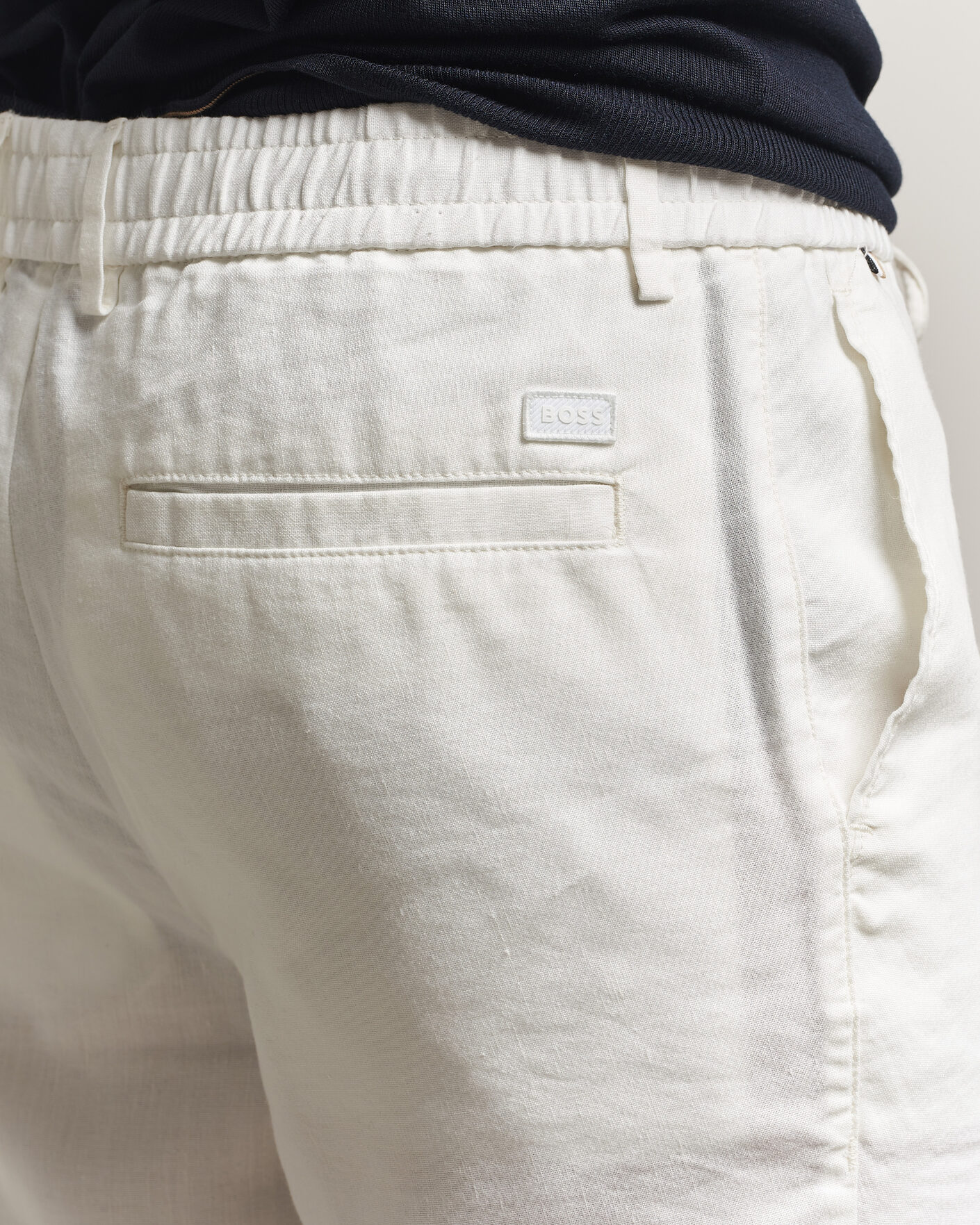 Uomini | Pantaloncini | BOSS BLACK | Kane Linen Drawstring Shorts White