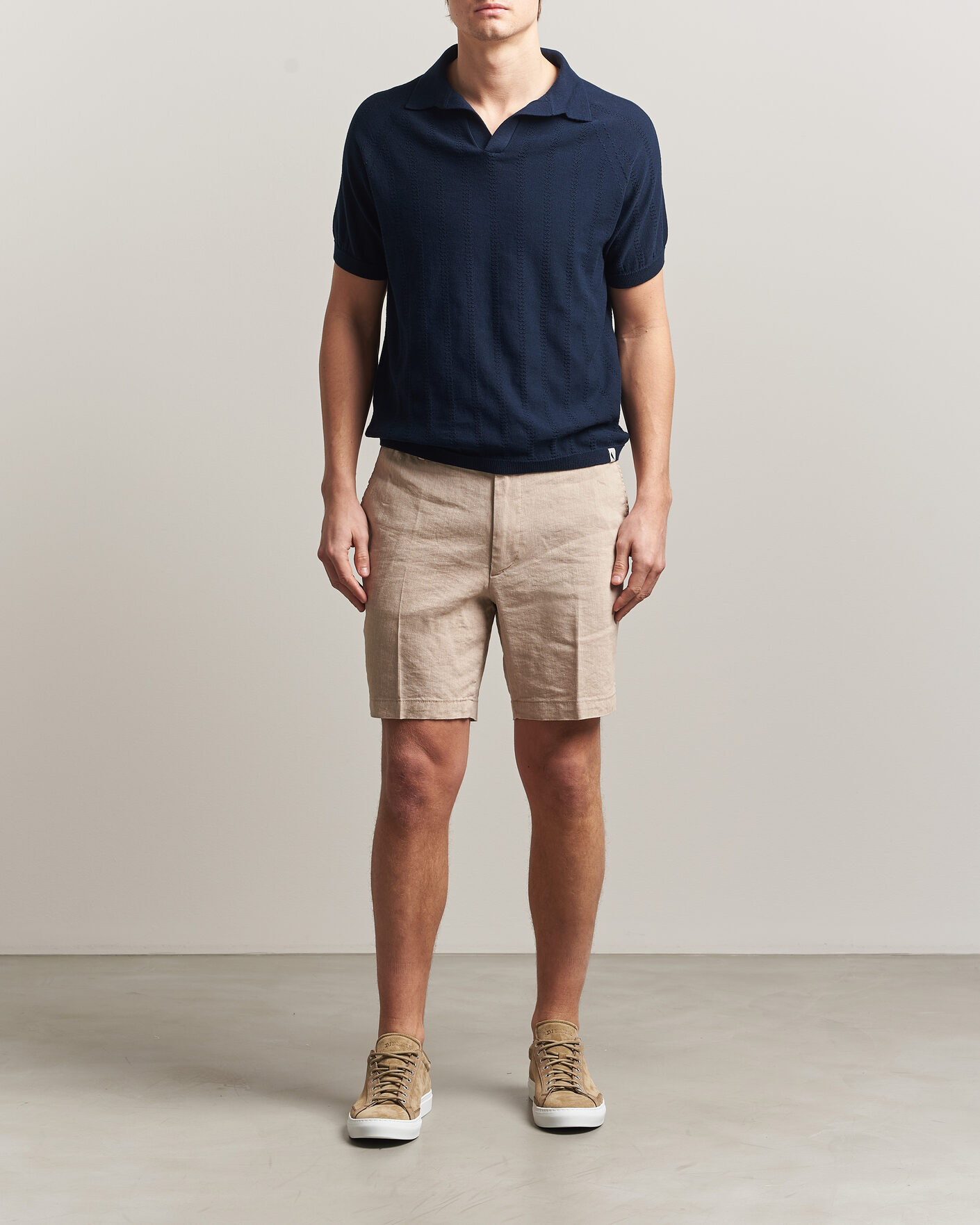 Uomini | Pantaloncini | BOSS BLACK | Kane Linen Drawstring Shorts Open Beige