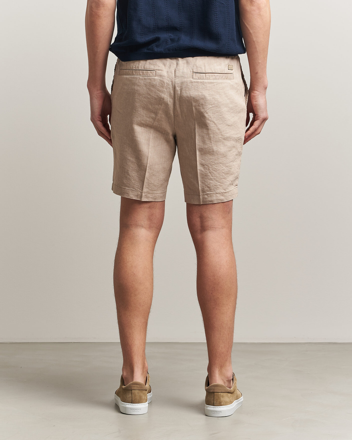 Uomini | Pantaloncini | BOSS BLACK | Kane Linen Drawstring Shorts Open Beige
