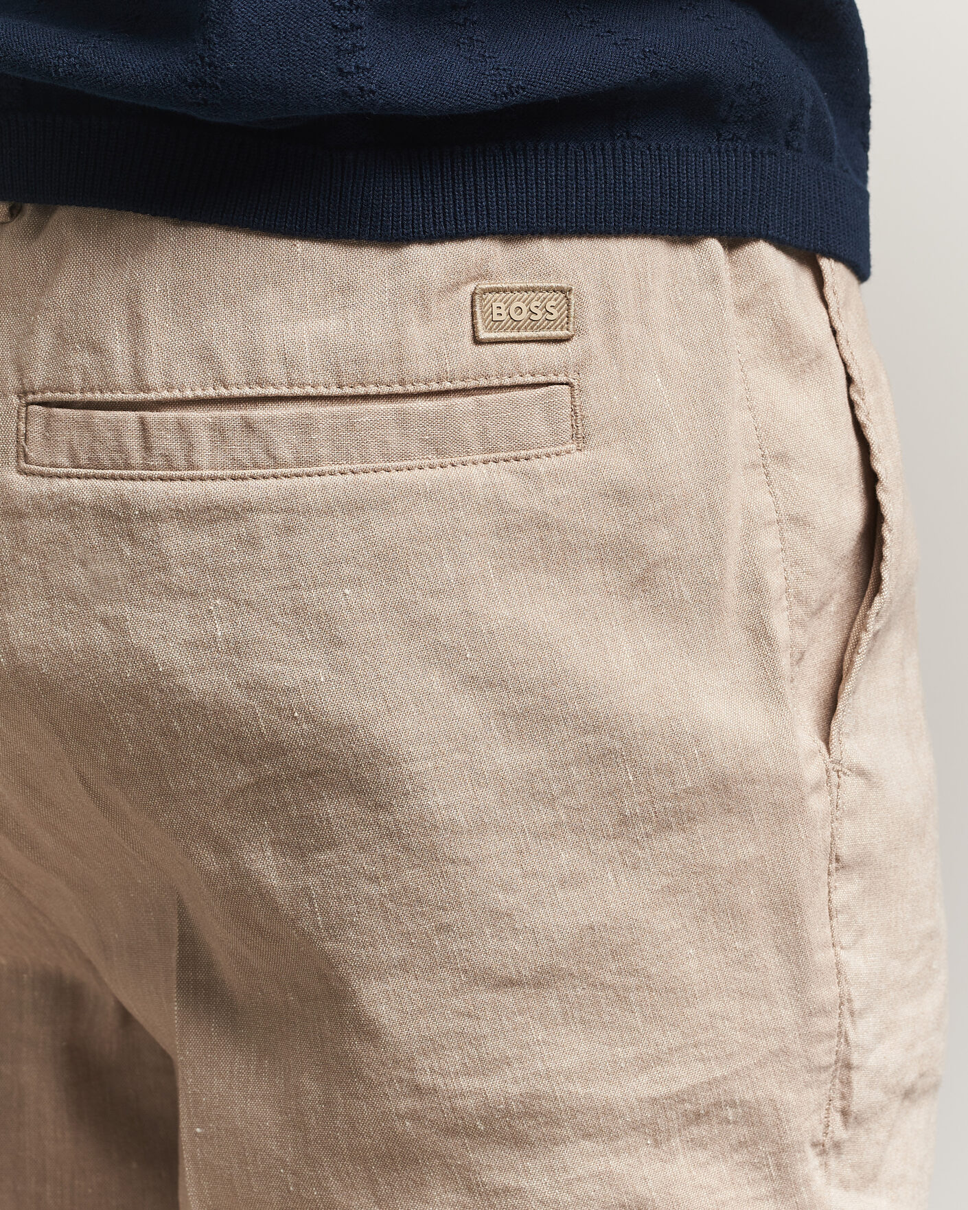 Uomini | Pantaloncini | BOSS BLACK | Kane Linen Drawstring Shorts Open Beige