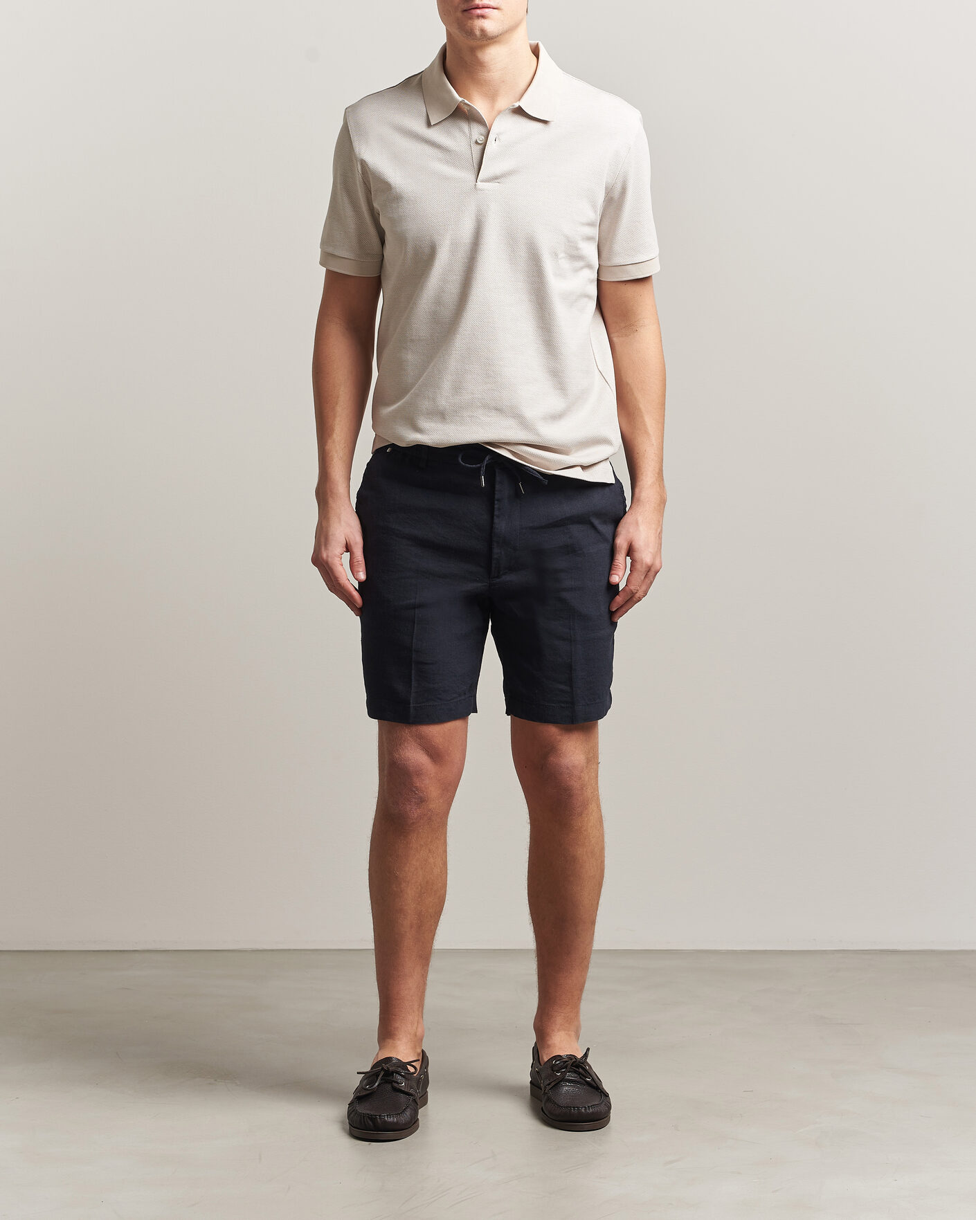 Uomini | Pantaloncini | BOSS BLACK | Kane Linen Drawstring Shorts Dark Blue