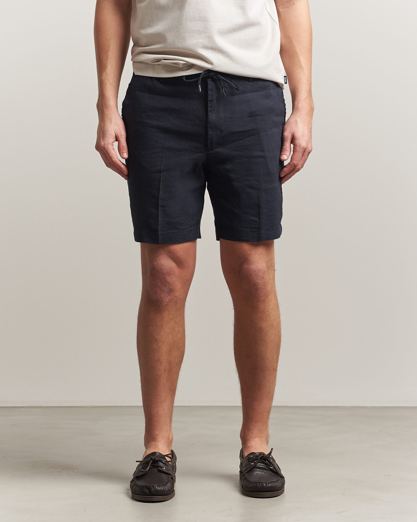 Uomini | Pantaloncini | BOSS BLACK | Kane Linen Drawstring Shorts Dark Blue