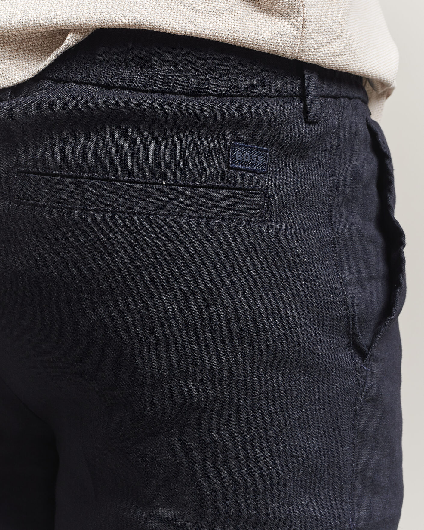 Uomini | Pantaloncini | BOSS BLACK | Kane Linen Drawstring Shorts Dark Blue