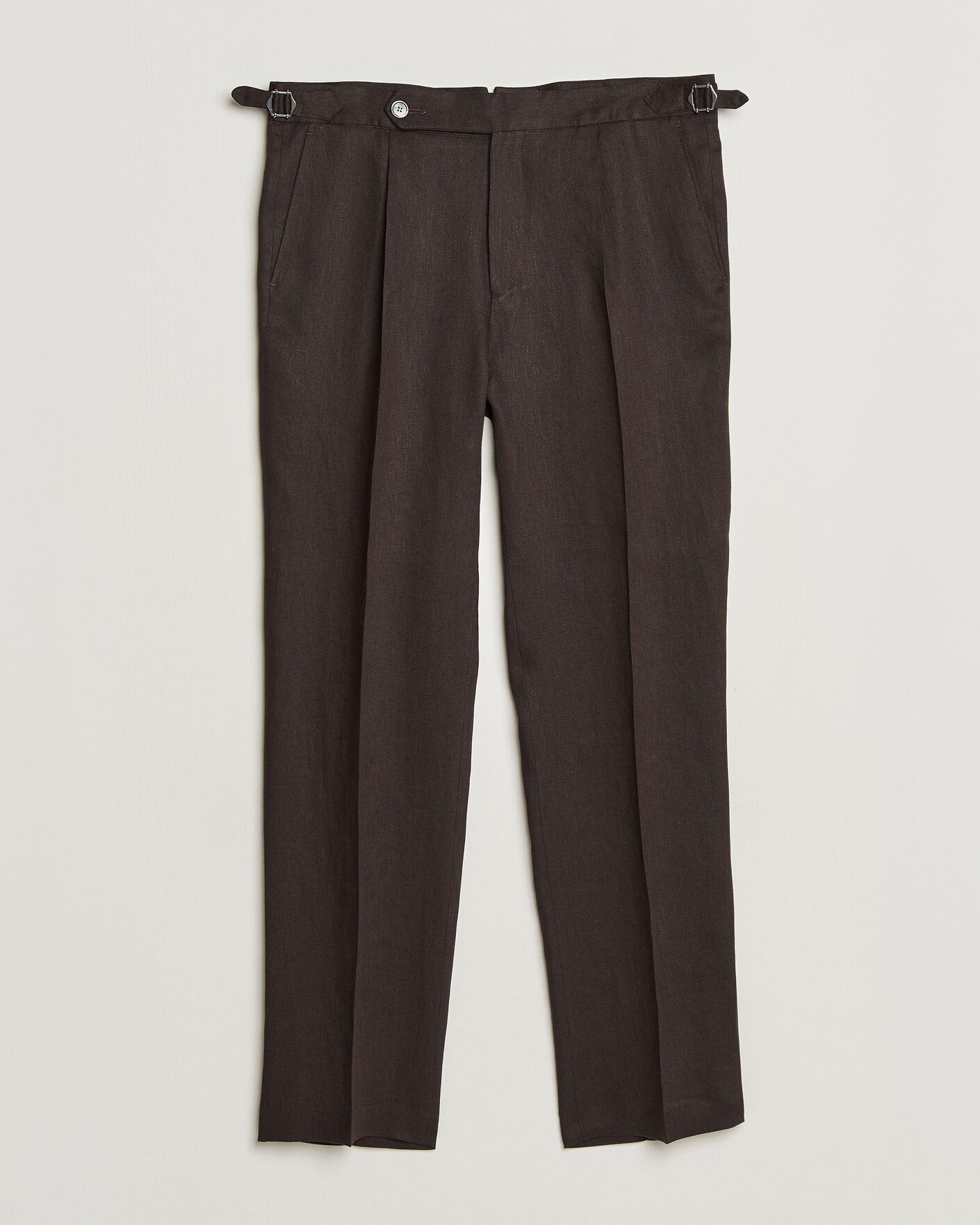 Uomini | Pantaloni | BOSS BLACK | Perino Linen Suit Trousers Dark Brown
