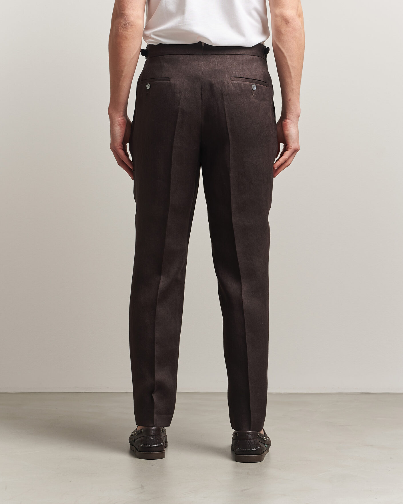 Uomini | Pantaloni | BOSS BLACK | Perino Linen Suit Trousers Dark Brown