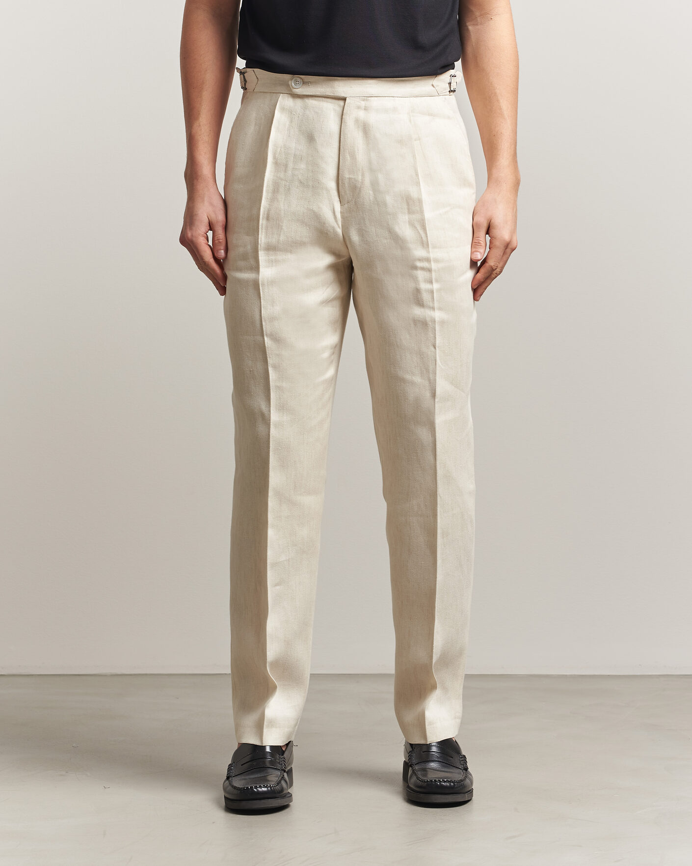 Uomini | Pantaloni | BOSS BLACK | Perino Linen Suit Trousers Open Beige