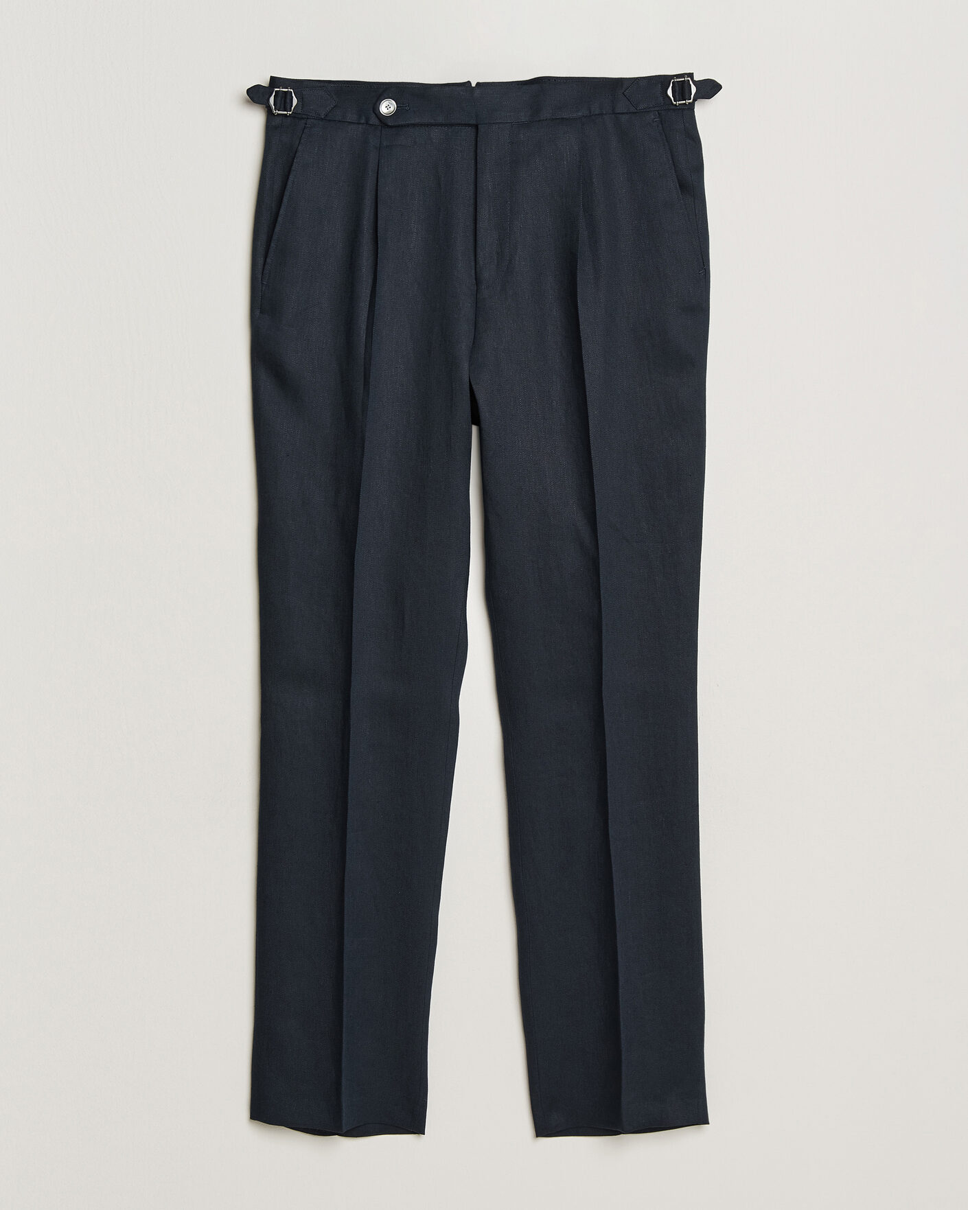 Uomini | Pantaloni | BOSS BLACK | Perino Linen Suit Trousers Dark Blue