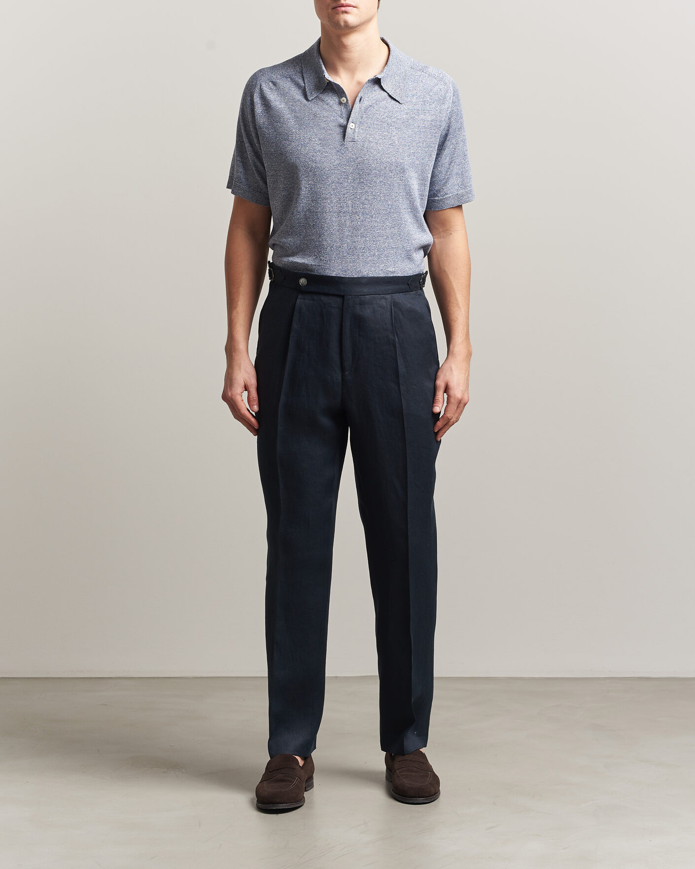 Uomini | Pantaloni | BOSS BLACK | Perino Linen Suit Trousers Dark Blue