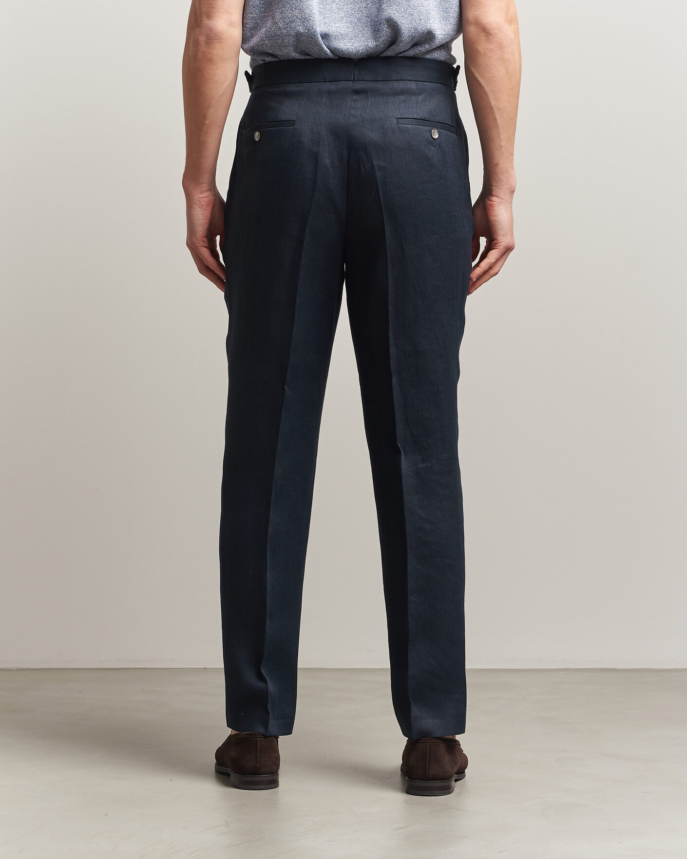 Uomini | Pantaloni | BOSS BLACK | Perino Linen Suit Trousers Dark Blue