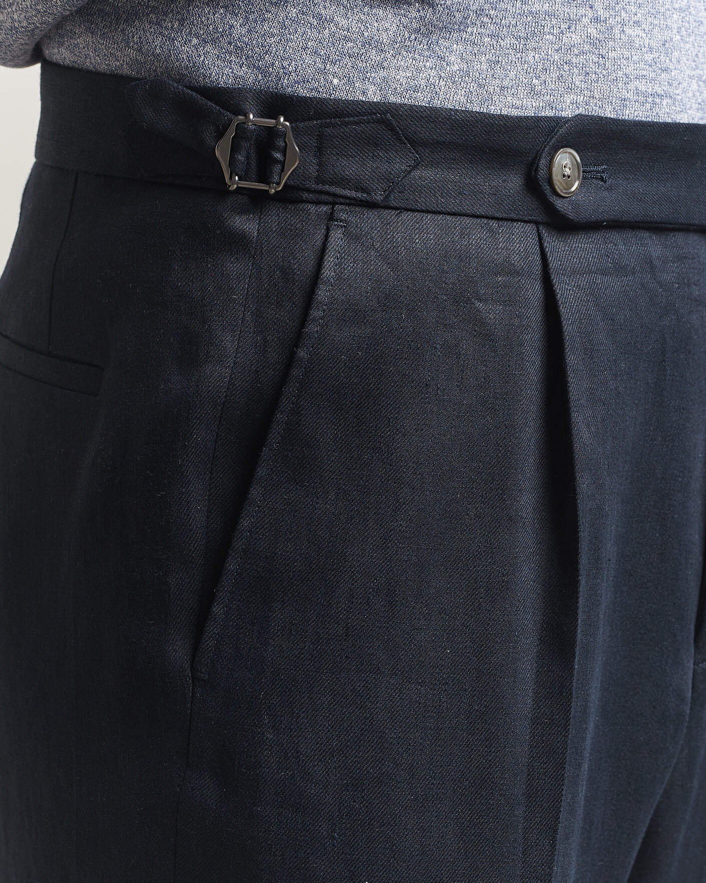 Uomini | Pantaloni | BOSS BLACK | Perino Linen Suit Trousers Dark Blue