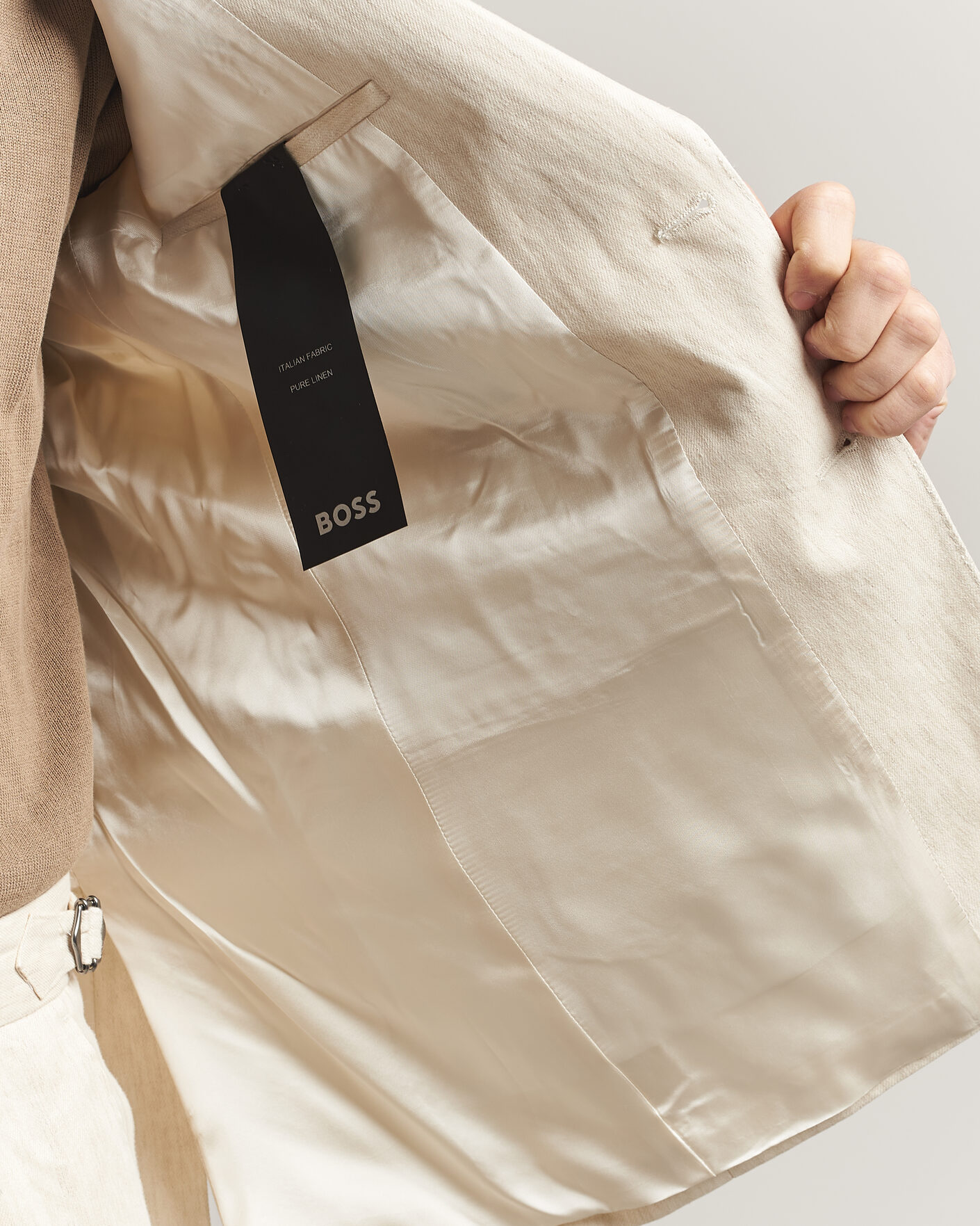 Uomini | Blazers | BOSS BLACK | Hutson Linen Suit Blazer Open Beige