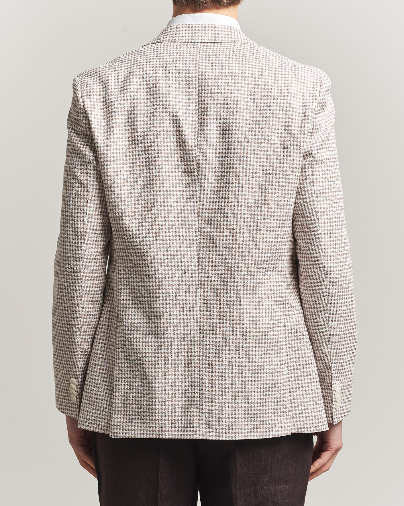 Uomini | Blazers | BOSS BLACK | Hutson Linen/Cotton Houndstooth Blazer Open Beige