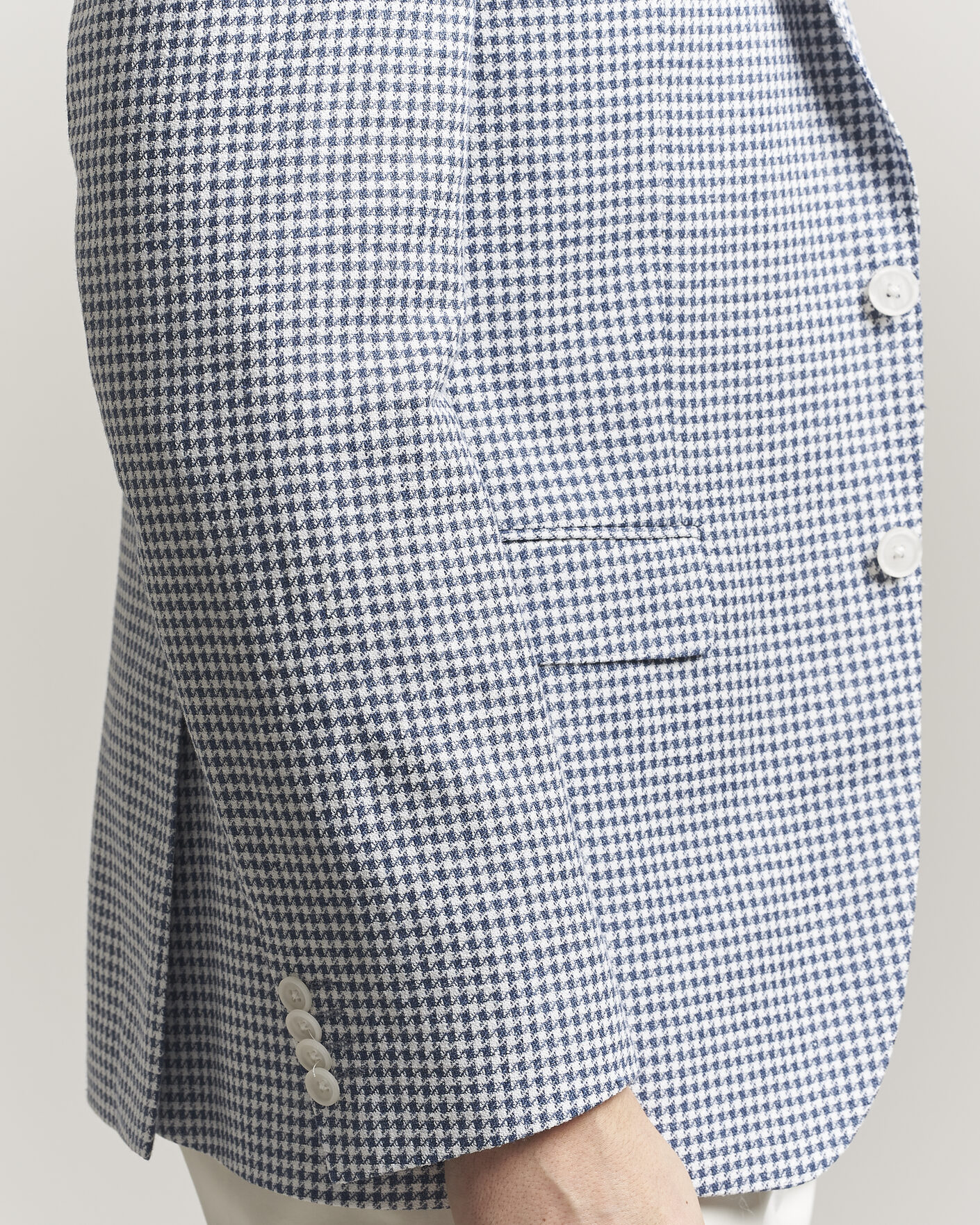 Uomini | Blazers | BOSS BLACK | Hutson Linen/Cotton Houndstooth Blazer Open Blue