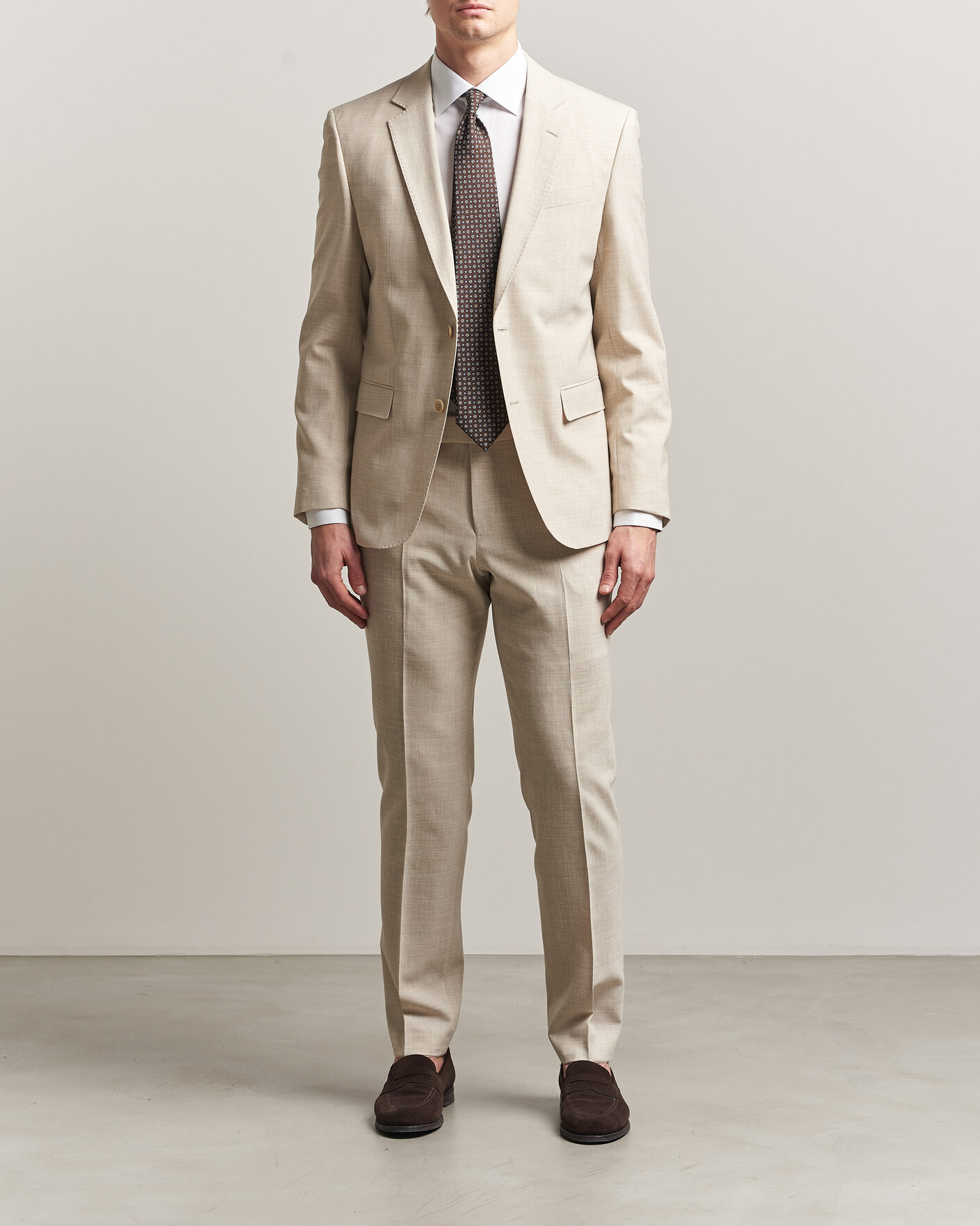 Uomini | Abiti | BOSS BLACK | Huge Wool/Linen Suit Open Beige