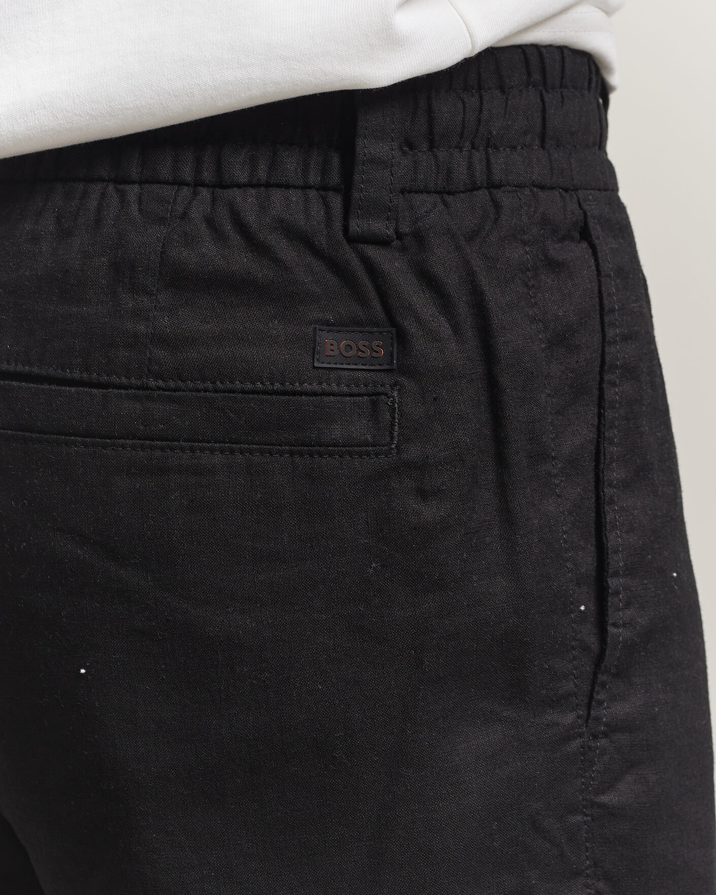 Uomini | Pantaloncini | BOSS ORANGE | Tapered Linen Drawstring Shorts Black