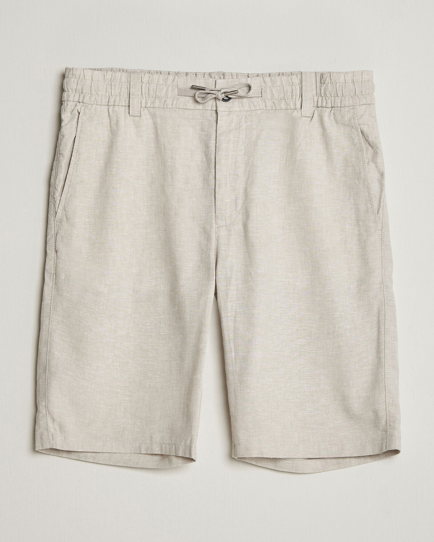 Uomini | Pantaloncini | BOSS ORANGE | Tapered Linen Drawstring Shorts Open Grey