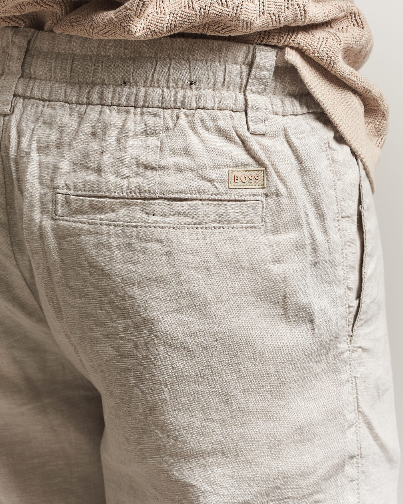 Uomini | Pantaloncini | BOSS ORANGE | Tapered Linen Drawstring Shorts Open Grey