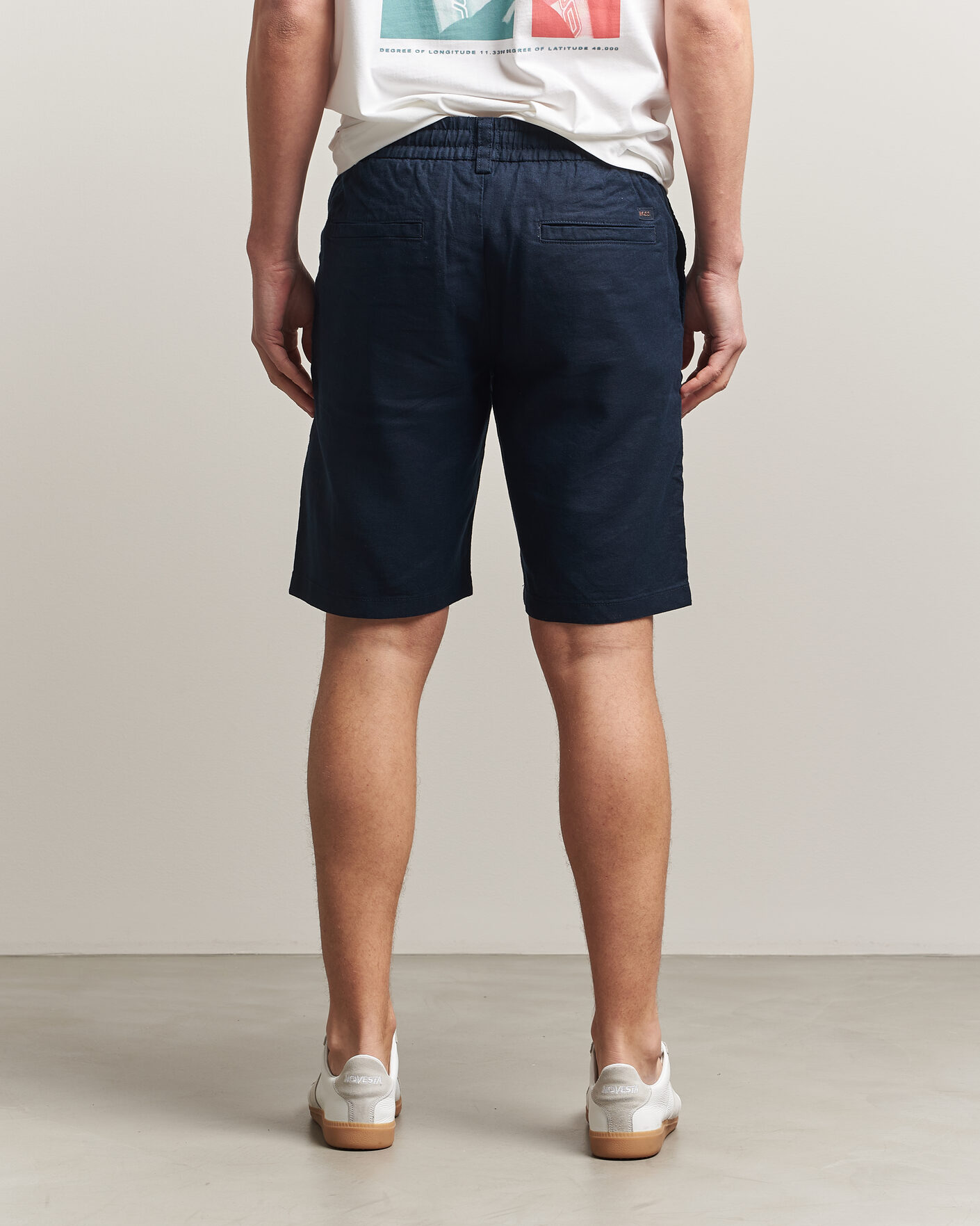 Uomini | Pantaloncini | BOSS ORANGE | Tapered Linen Drawstring Shorts Dark Blue