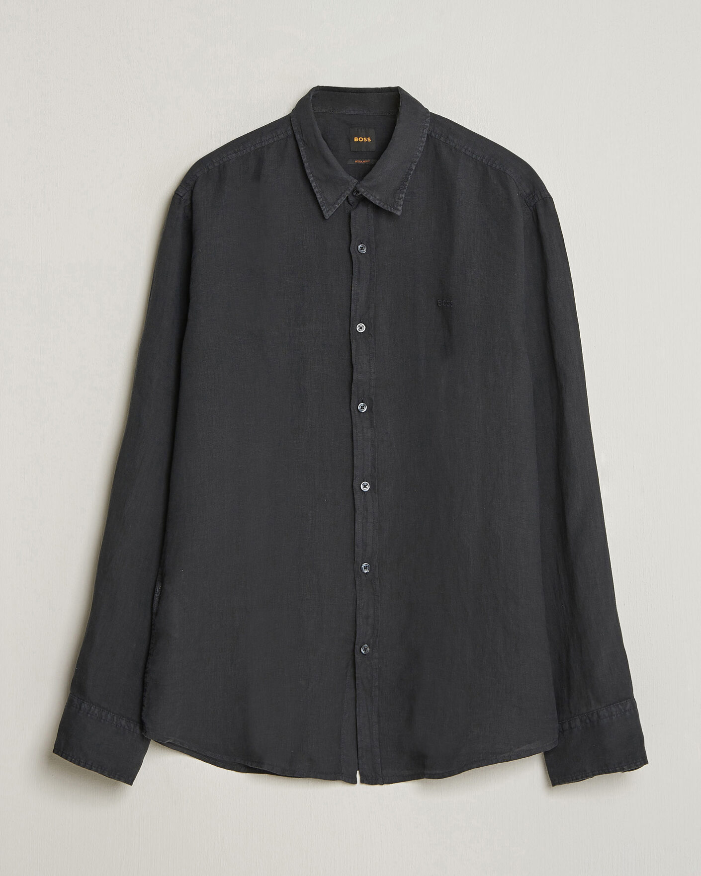 Uomini | Camicie | BOSS ORANGE | Relegant Linen Shirt Black
