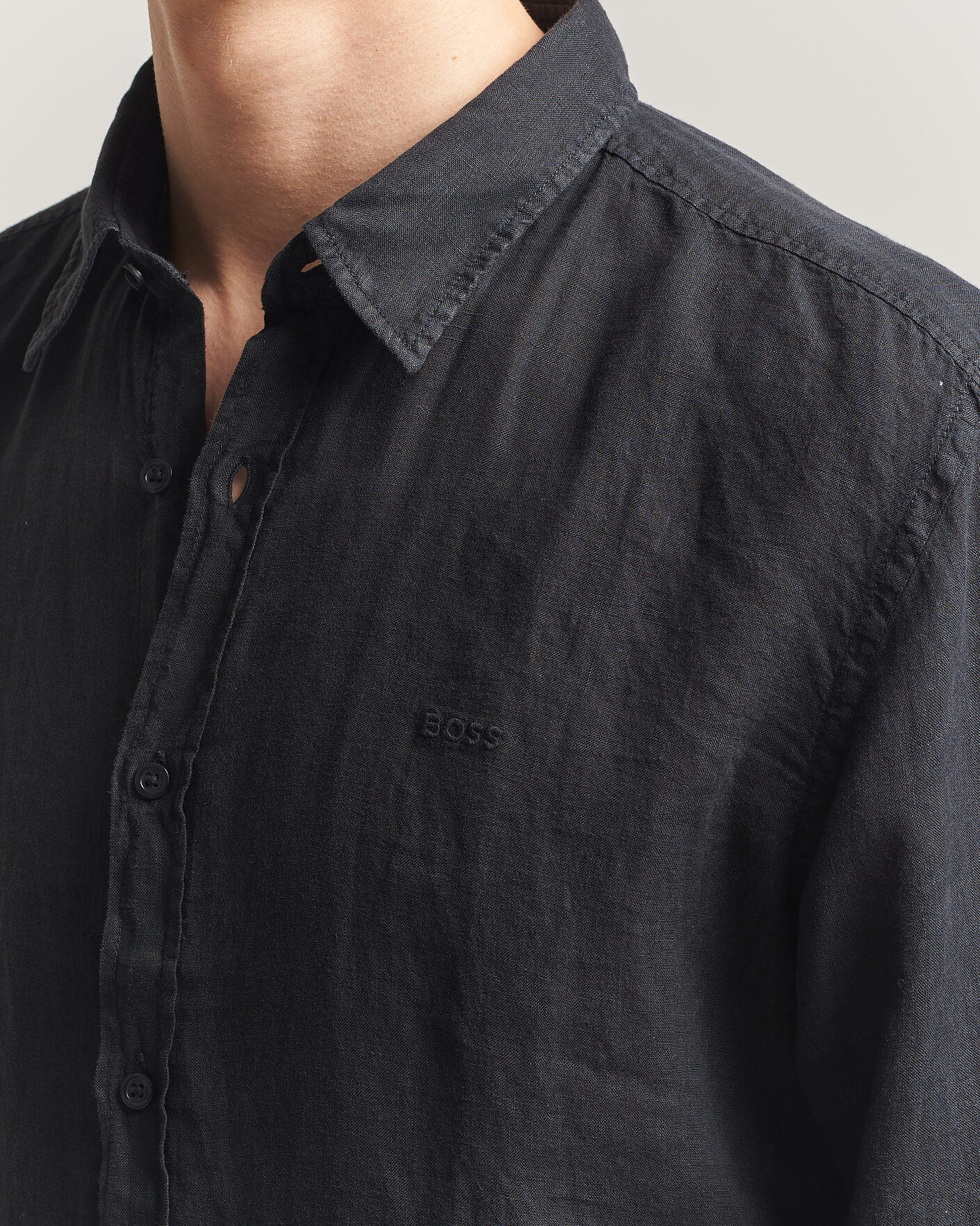 Uomini | Camicie | BOSS ORANGE | Relegant Linen Shirt Black