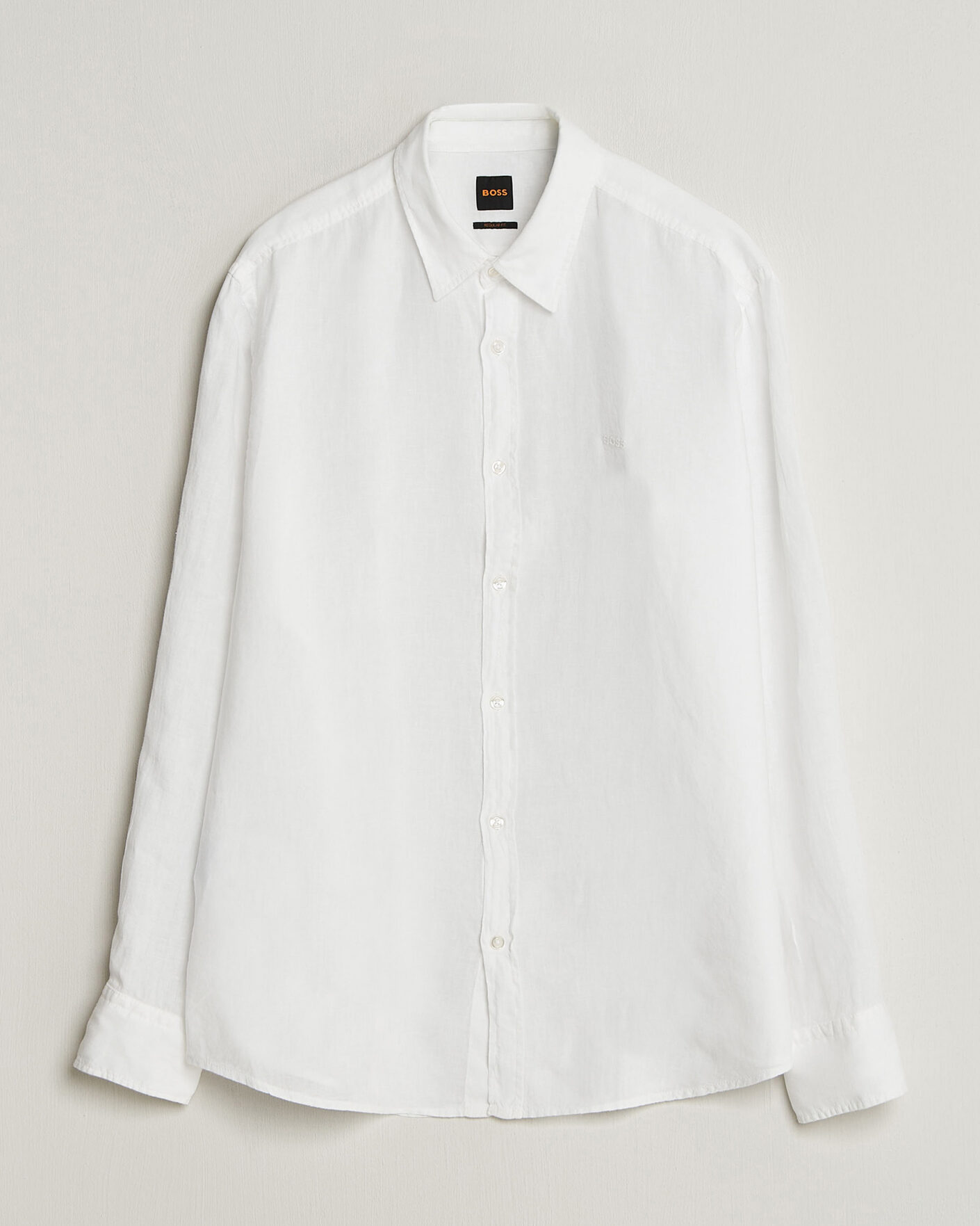 Uomini | Camicie | BOSS ORANGE | Relegant Linen Shirt White