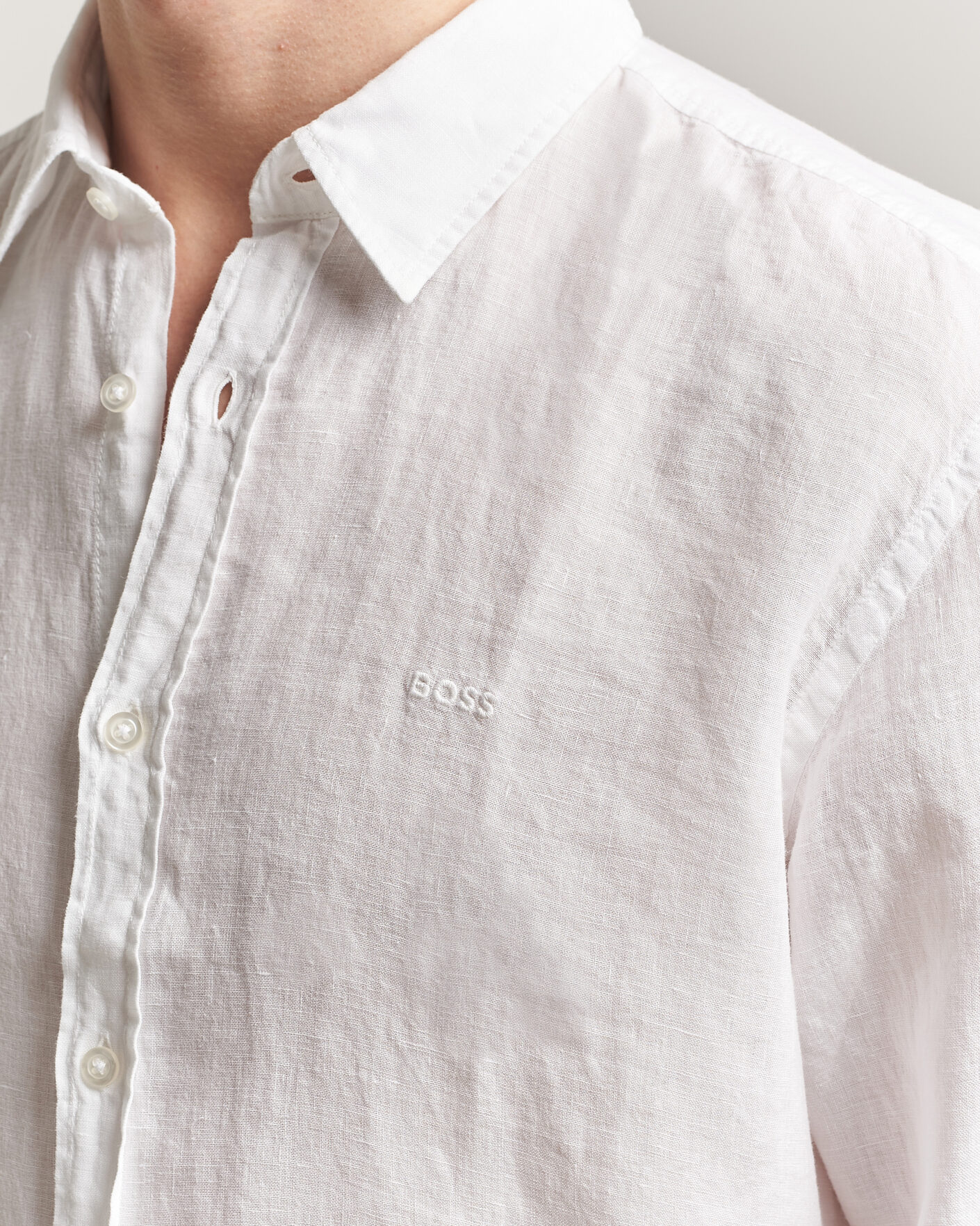 Uomini | Camicie | BOSS ORANGE | Relegant Linen Shirt White