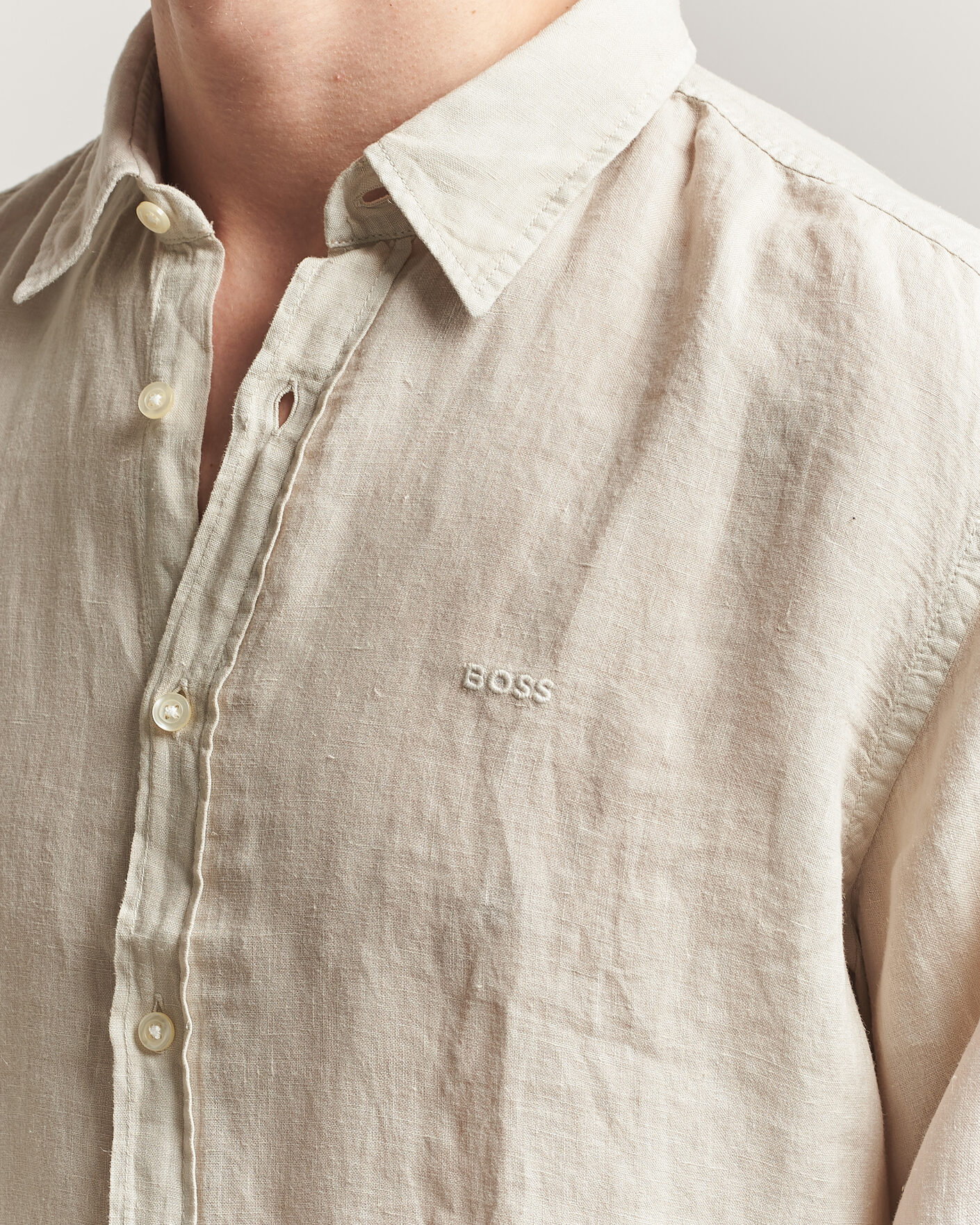 Uomini | Camicie | BOSS ORANGE | Relegant Linen Shirt Light Beige