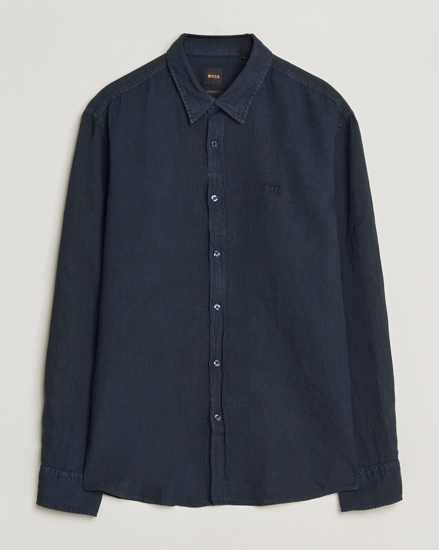 Uomini | Camicie | BOSS ORANGE | Relegant Linen Shirt Dark Blue