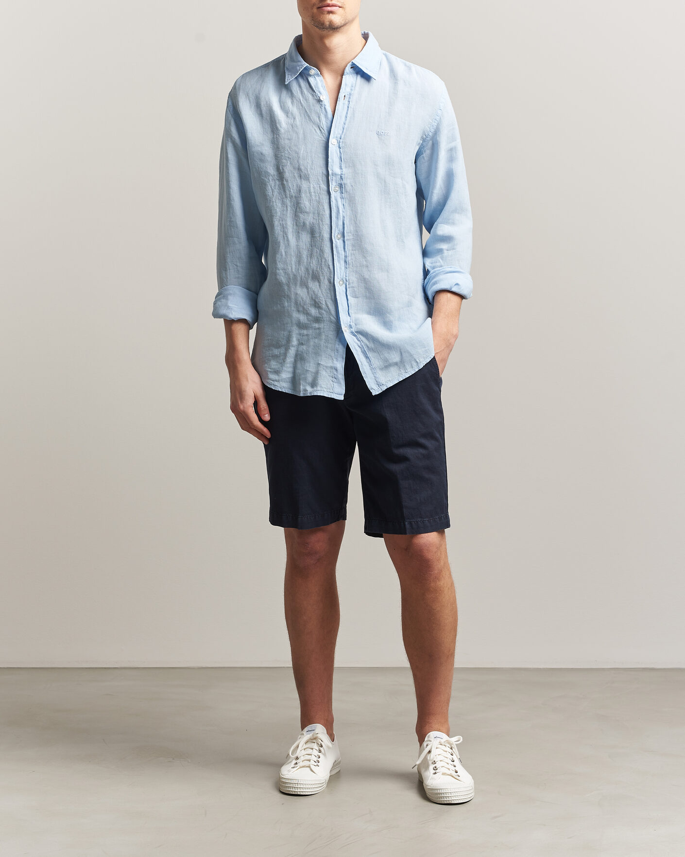 Uomini | Camicie | BOSS ORANGE | Relegant Linen Shirt Light Blue