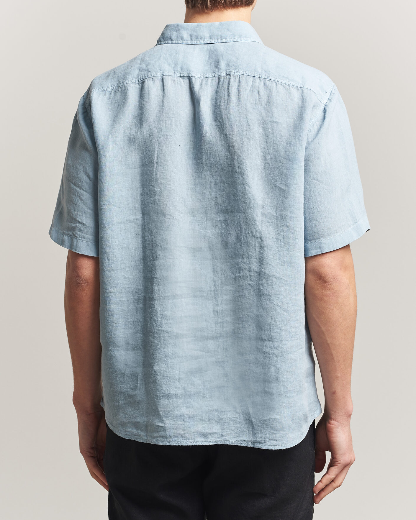 Uomini | Camicie | BOSS ORANGE | Rash Linen Short Sleeve Shirt Light Blue