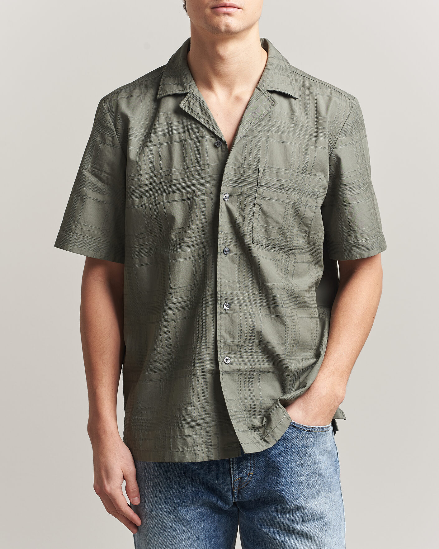 Uomini | Camicie | BOSS ORANGE | Rayer Cotton Resort Shirt Open Grey