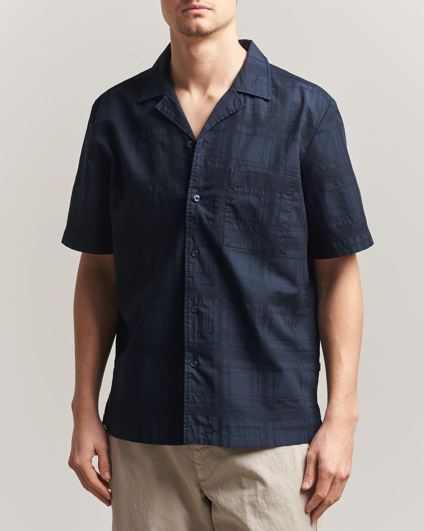 Uomini | Camicie | BOSS ORANGE | Rayer Cotton Resort Shirt Dark Blue
